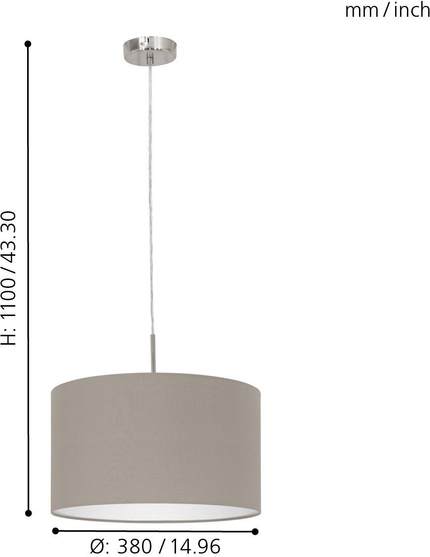 EGLO Hanglamp PASTERI nikkel-mat / ø 38 x h 110 cm / hanglamp van stof
