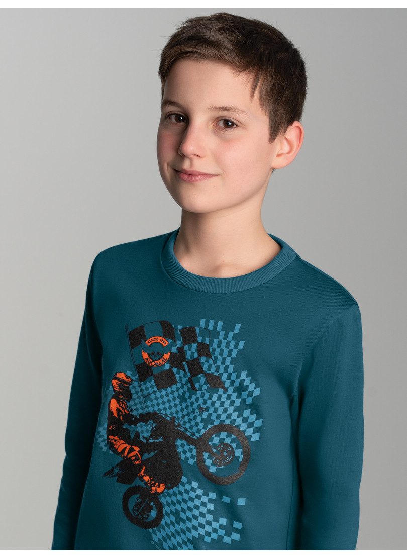 Trigema Sweatshirt TRIGEMA Langarmshirt met sportieve motor-print jongens sweatshirts & -vesten maat 104 blauw