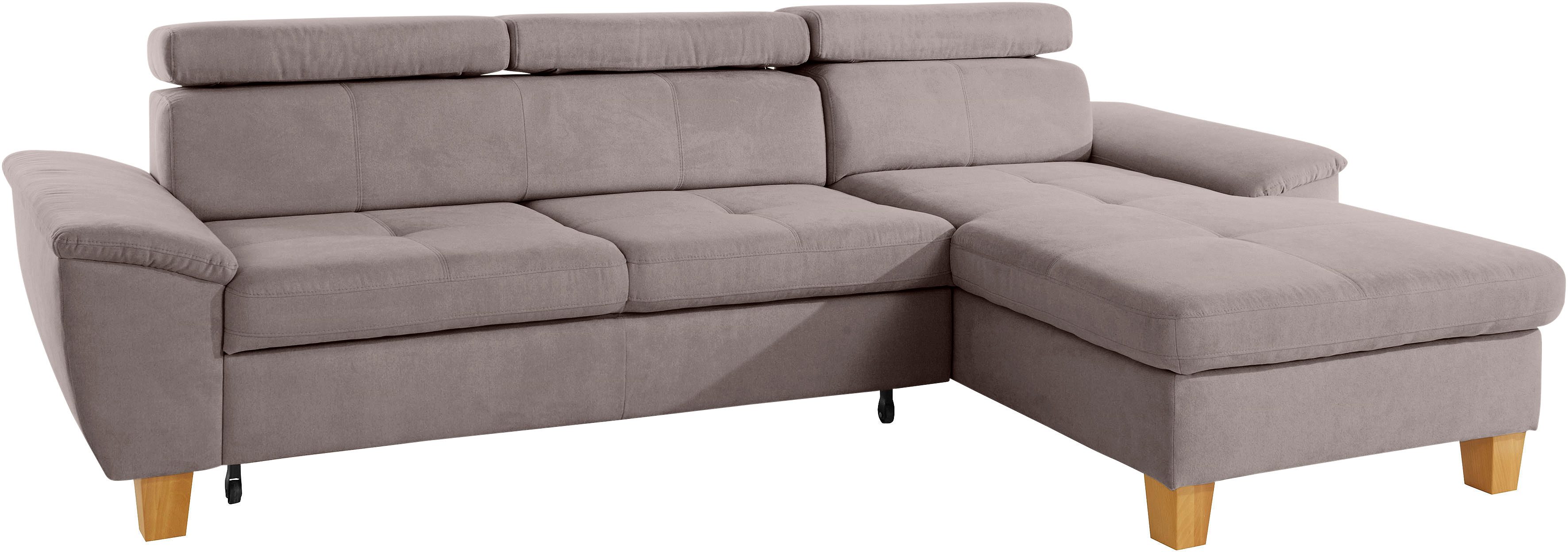 exxpo - sofa fashion Hoekbank Enya, uitgebreide afwerking, hoog zitcomfort, comfortabel, L-vorm inclusief verstelbare hoofdsteun, naar keuze met slaapfunctie en bedkist