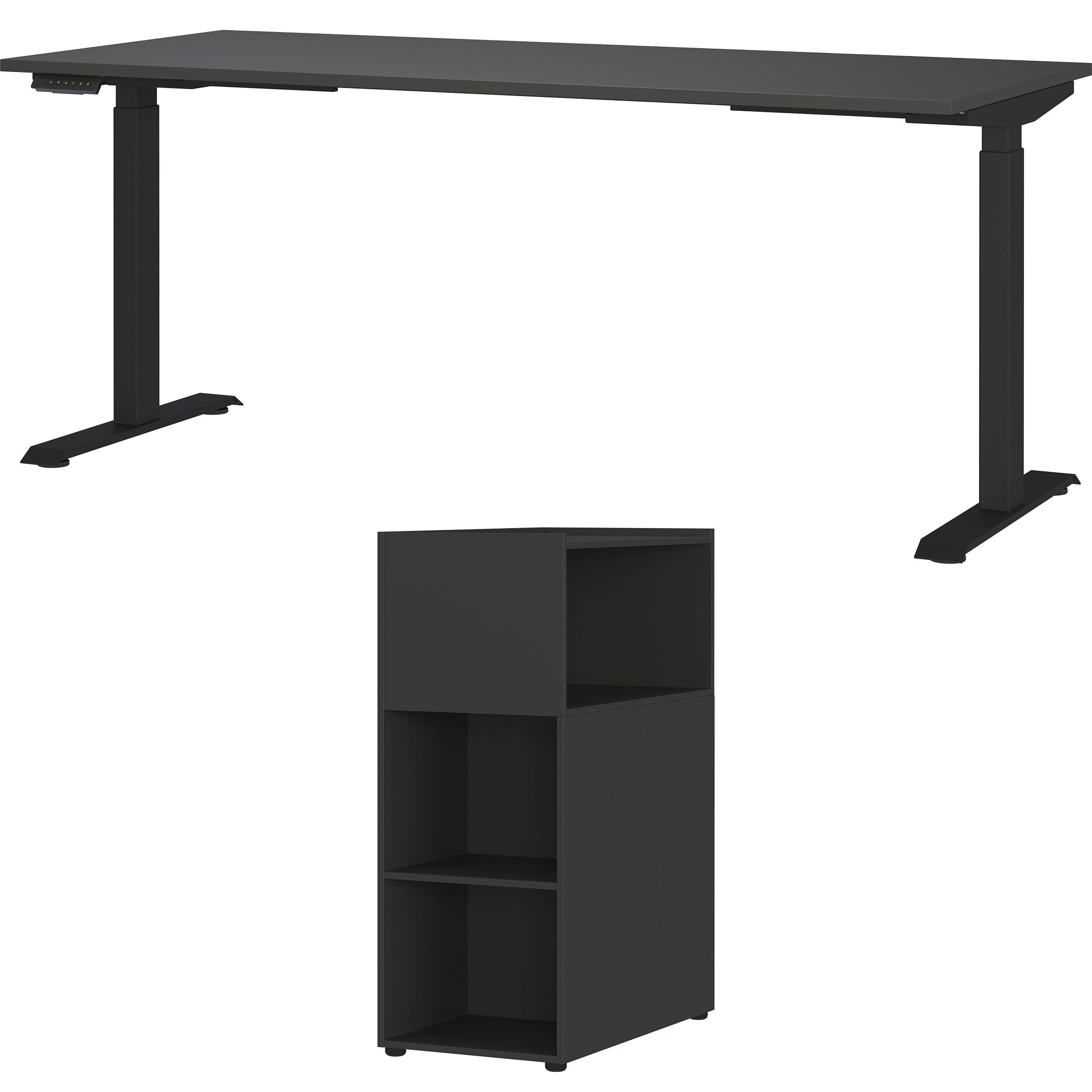 GERMANIA Kantoormeubelset Milaan incl. bureau en roomdivider (2-delig) kantoorsets grijs