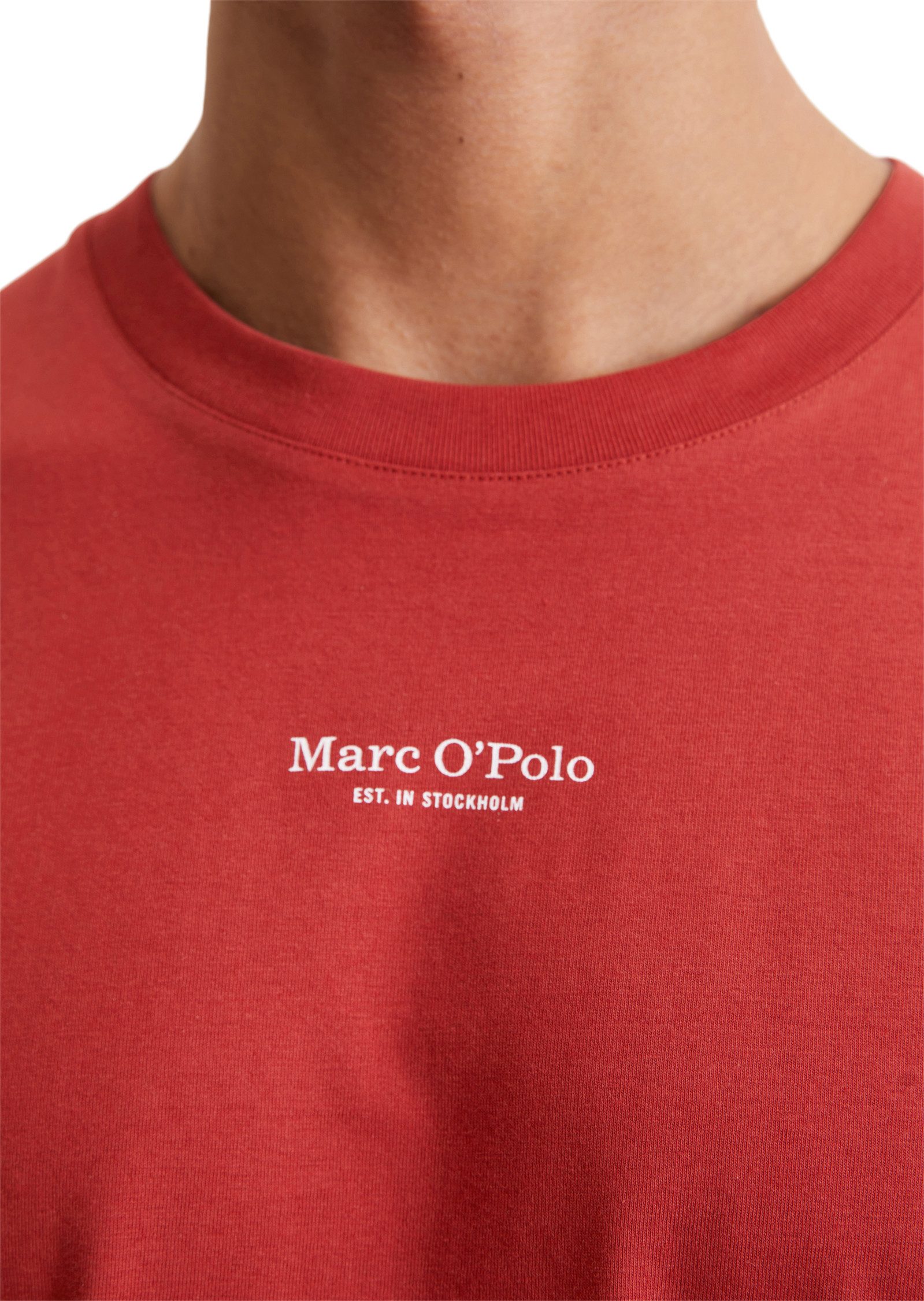 Marc O'Polo T-shirt een klein, bescheiden logo in contrastkleur siert de borst
