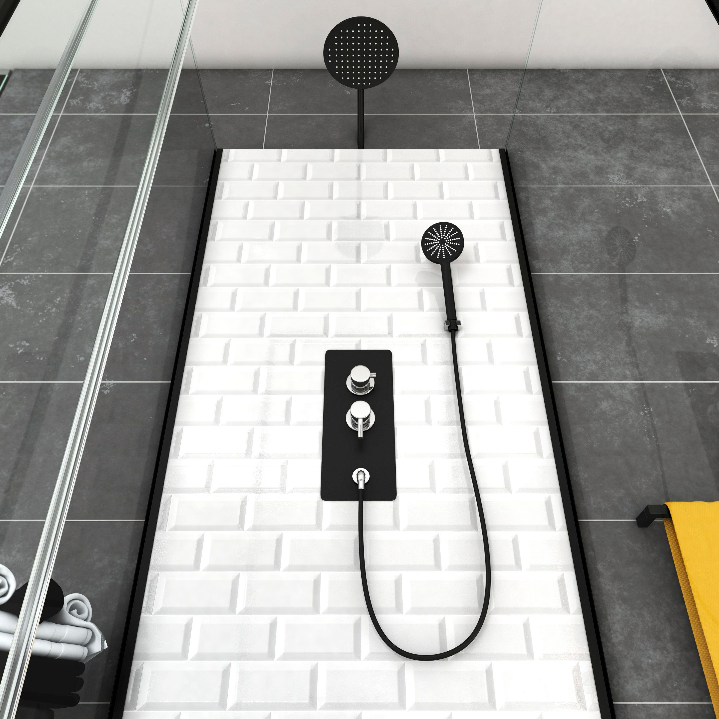 Marwell Complete douche White Stone inclusief kranen, 80 cm x 80 cm