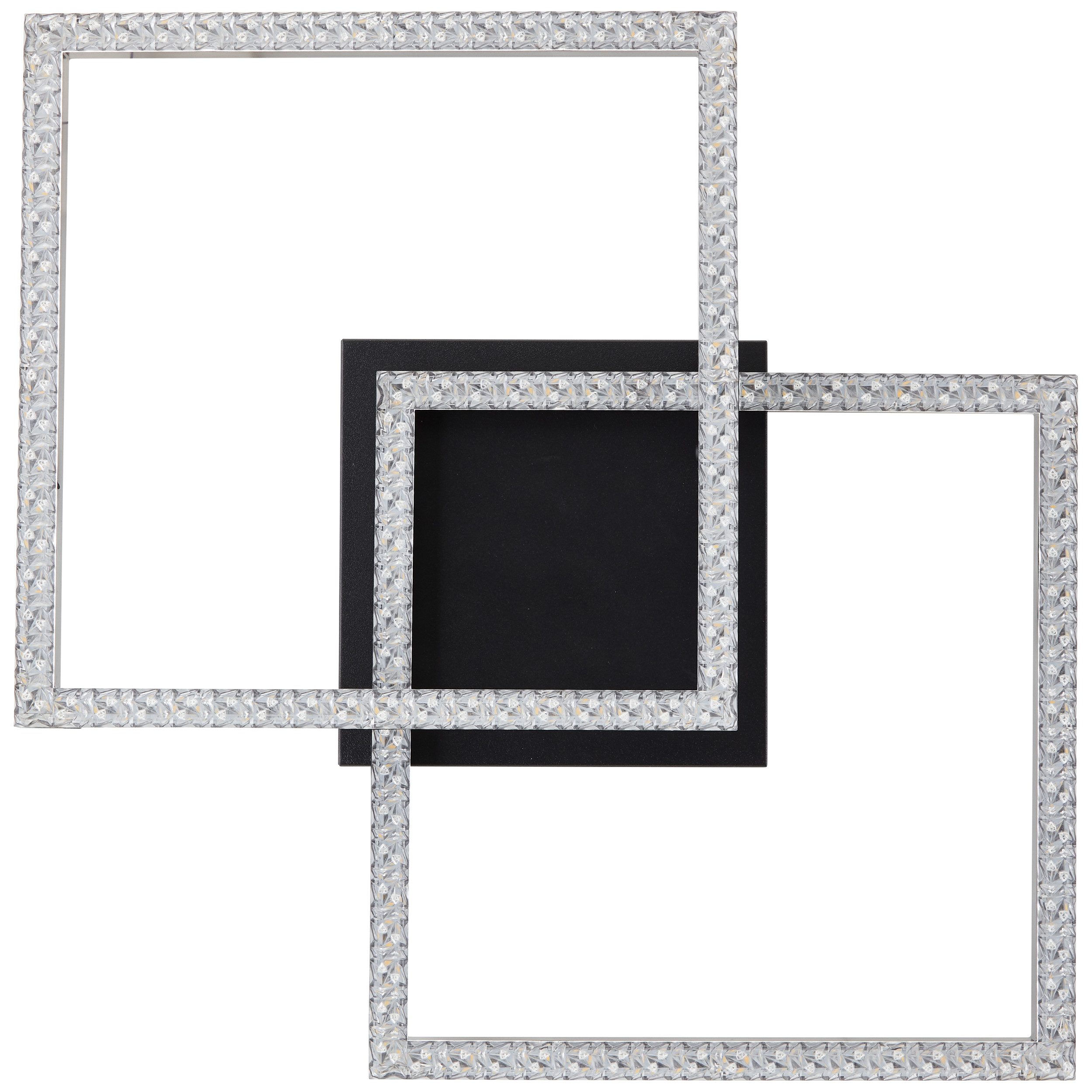Brilliant Leuchten Led-plafondlamp Ranni 41 x 41, 2700 lm, 4000 k, kristaloptiek, draaibaar, zwart