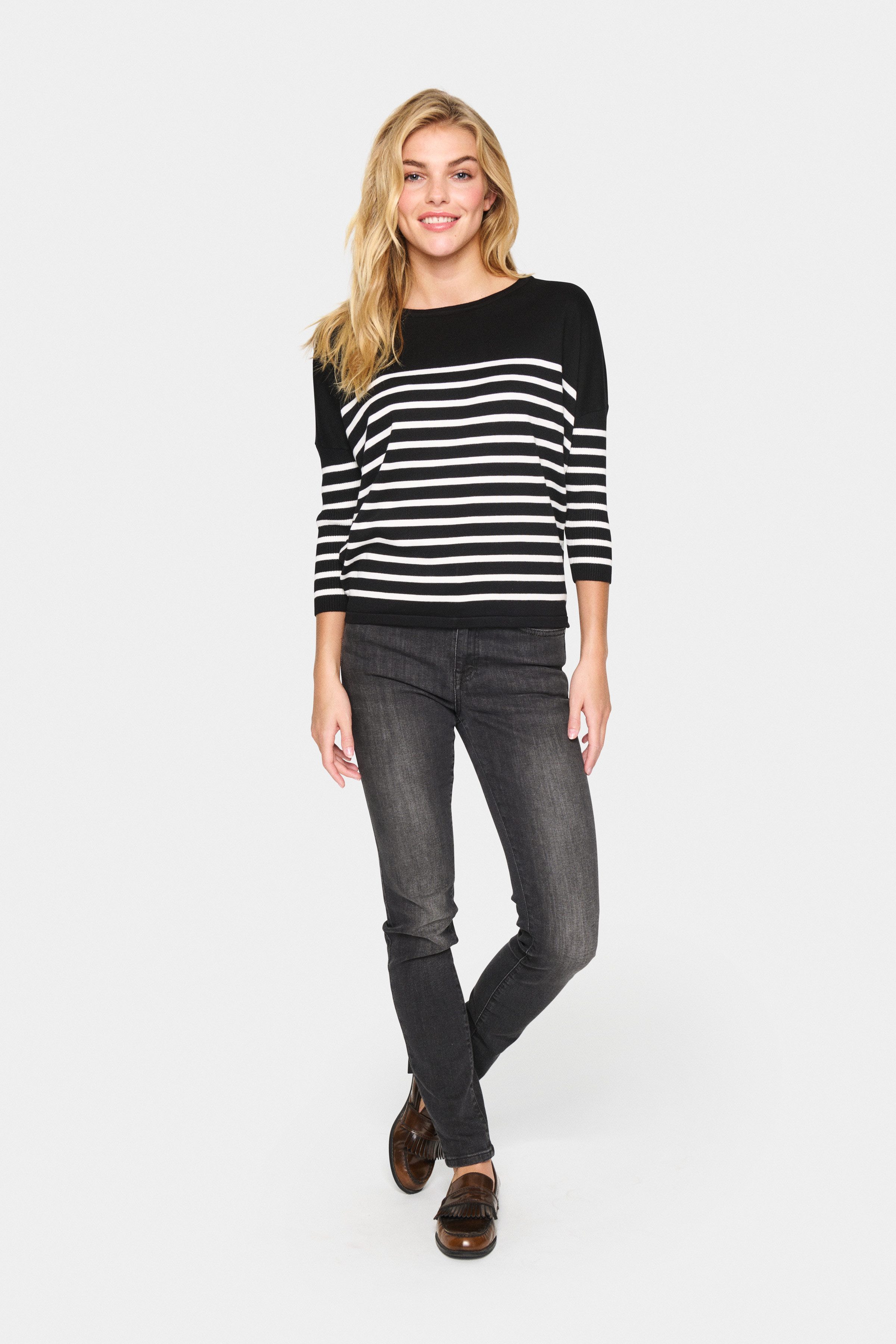 Saint Tropez Gebreide trui MilaSZ R-neck Stripe