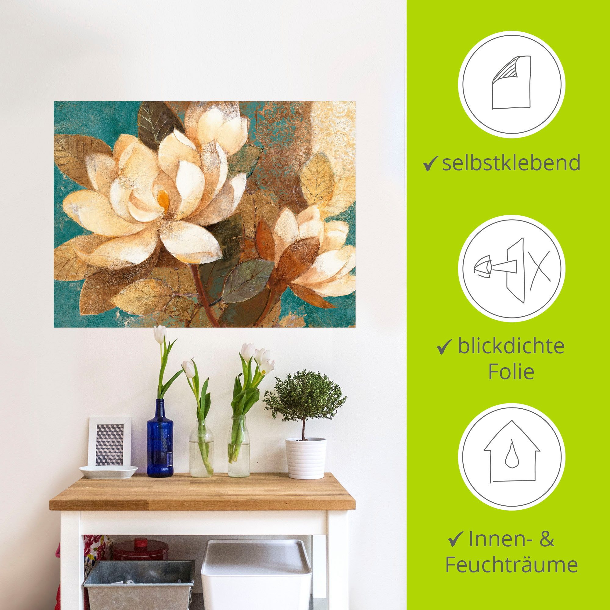 Artland Artprint Turquoise magnolia's als poster, muursticker in verschillende maten