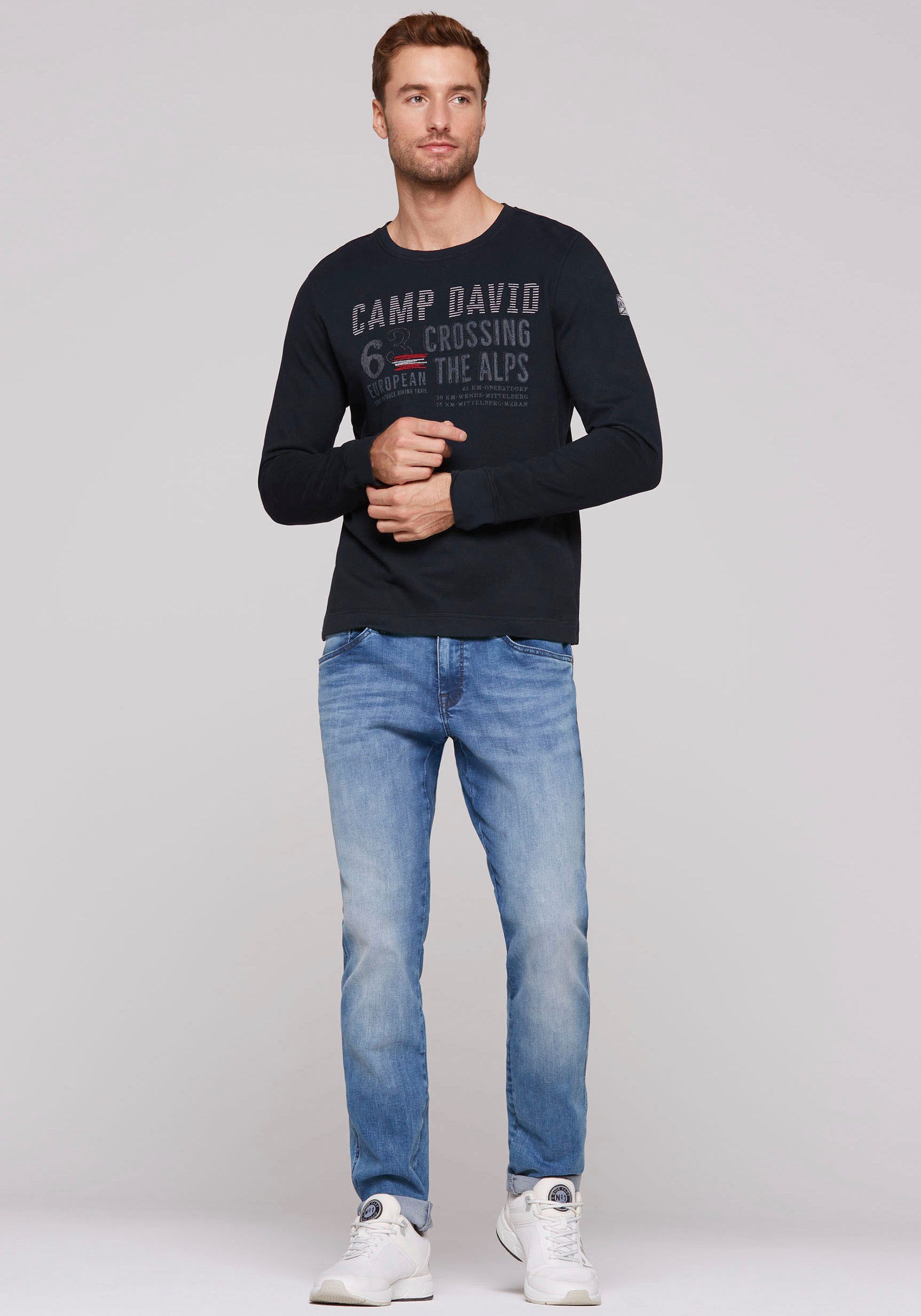 CAMP DAVID Sweatshirt met prints en borduursels