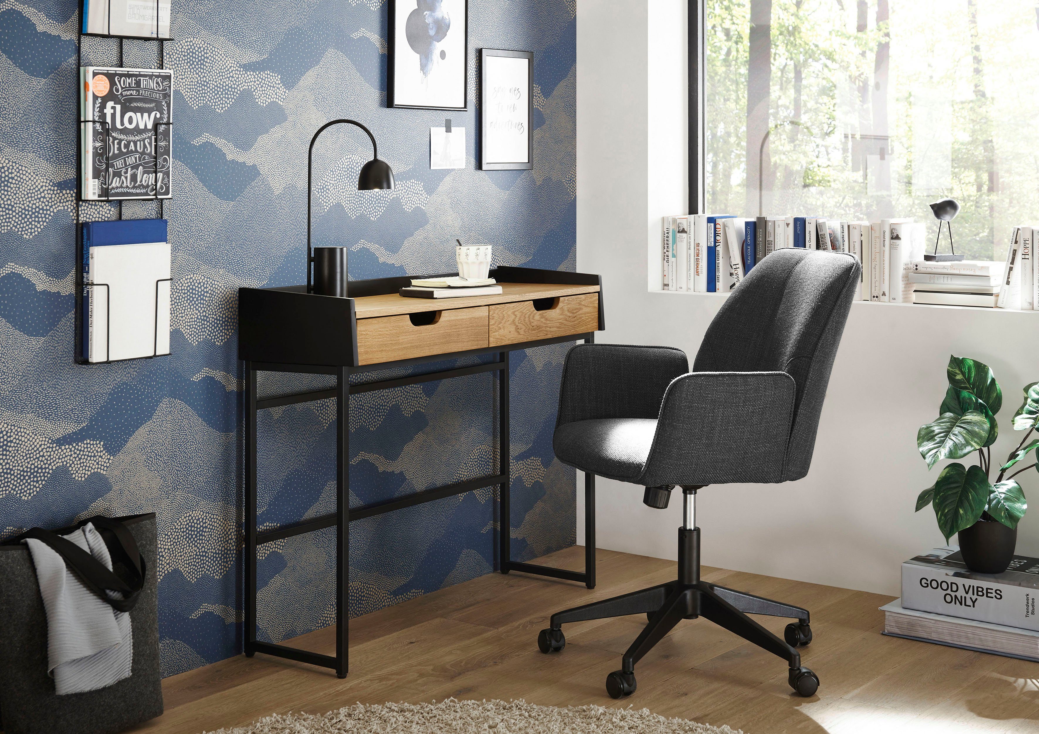 MCA furniture Bureaustoel O-Pemba Geweven stof, bureaustoel met traploos instelbare comfortabele zithoogte bureaustoelen grijs