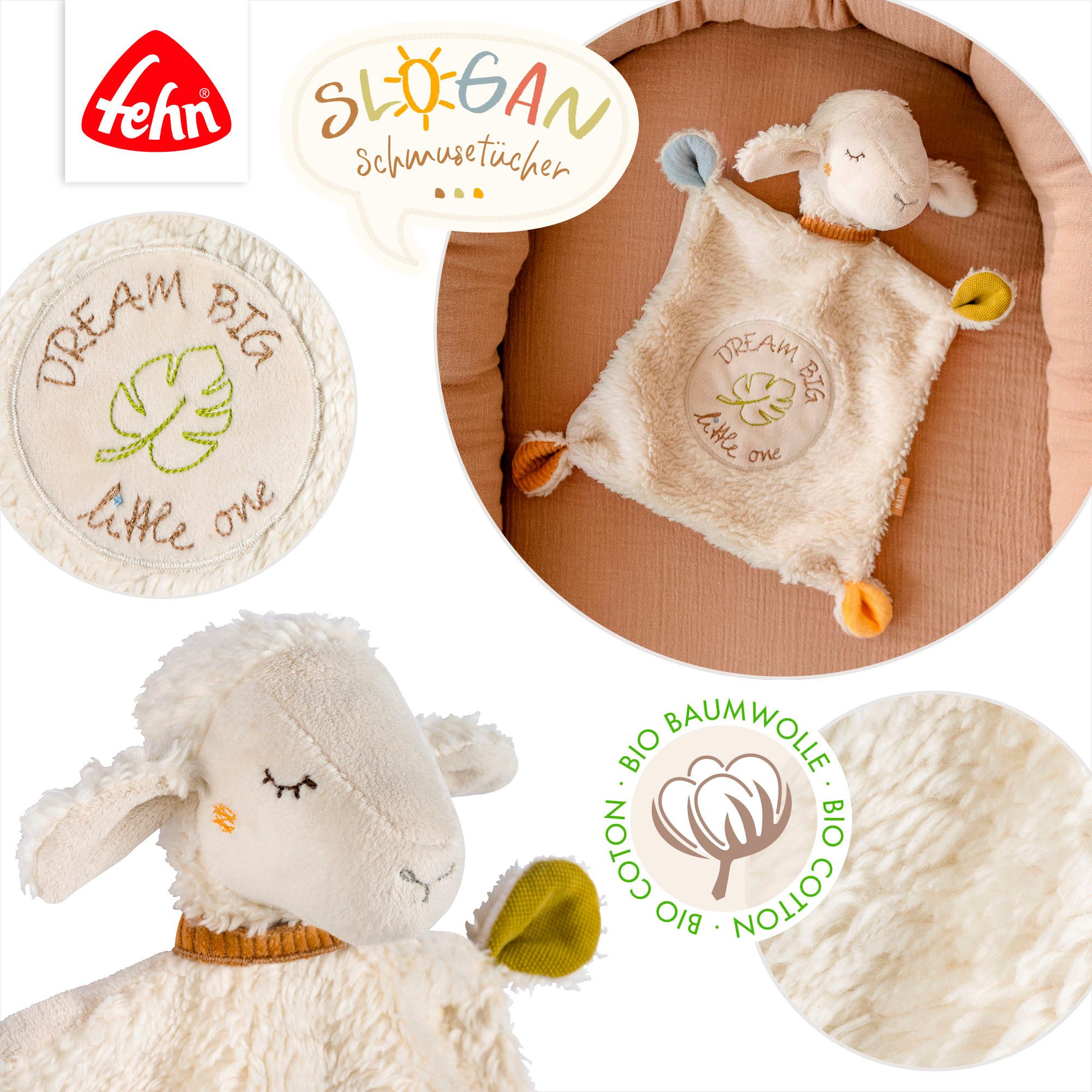 Fehn Knuffeldoek FehnNATUR, Schaap "Dream Big"