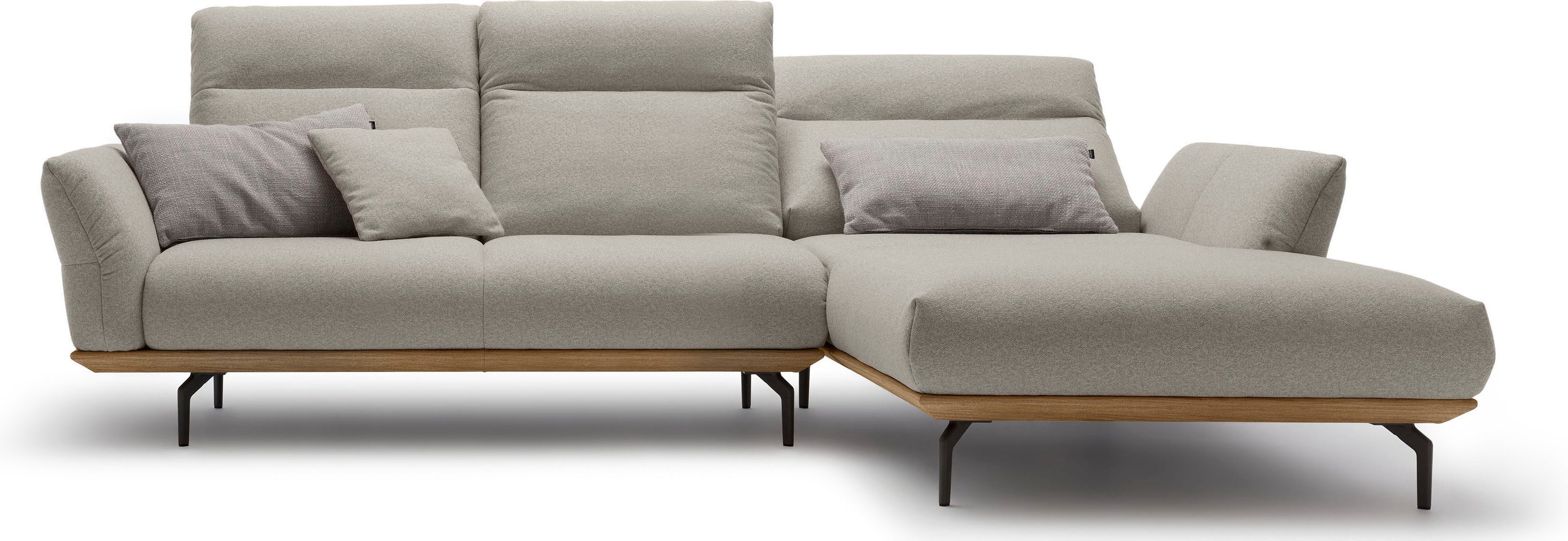 Creation BY ROLF BENZ Hoekbank Hs.460 Sokkel in walnotenhout, onderstel in umbra grijs, breedte 298 cm