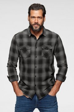 arizona overhemd met lange mouwen trendy ruit en borstzakken grijs