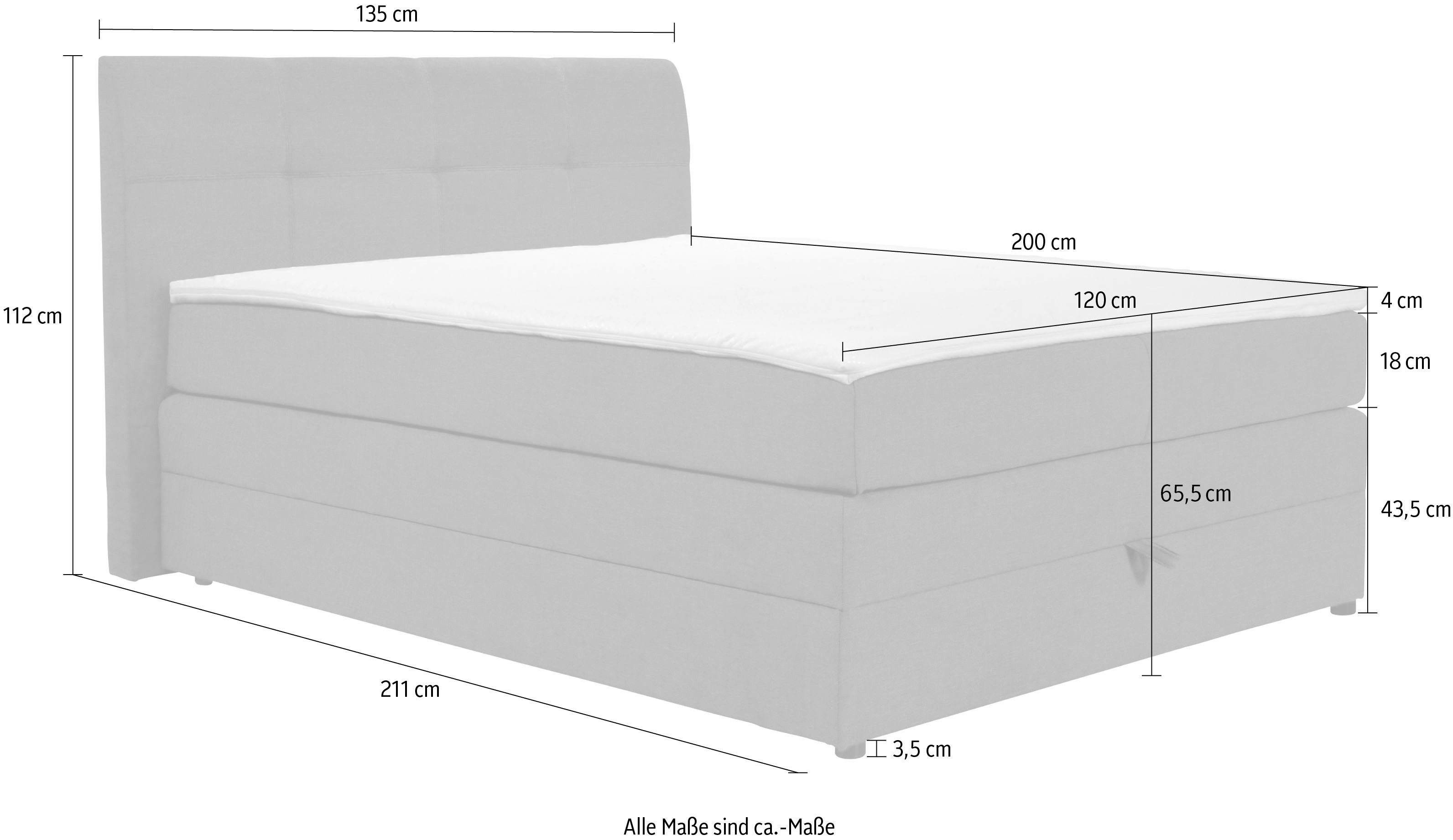 Home affaire Boxspring Finja bijzonder comfortabele lighoogte, met praktische bedkist (4-delig)