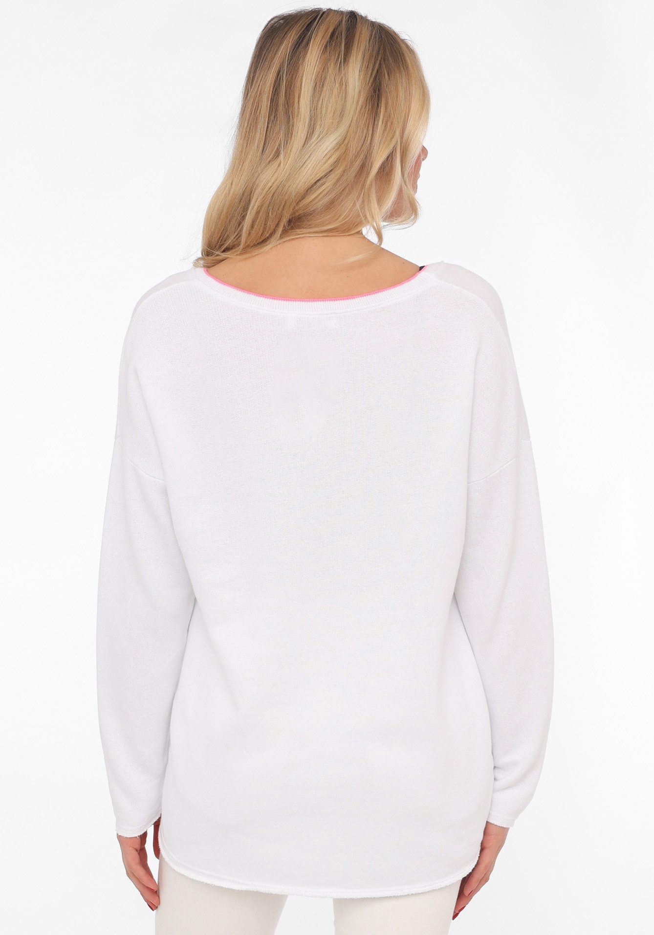 Zwillingsherz Sweatshirt Positive Mind met contrastnaad in neonkleur
