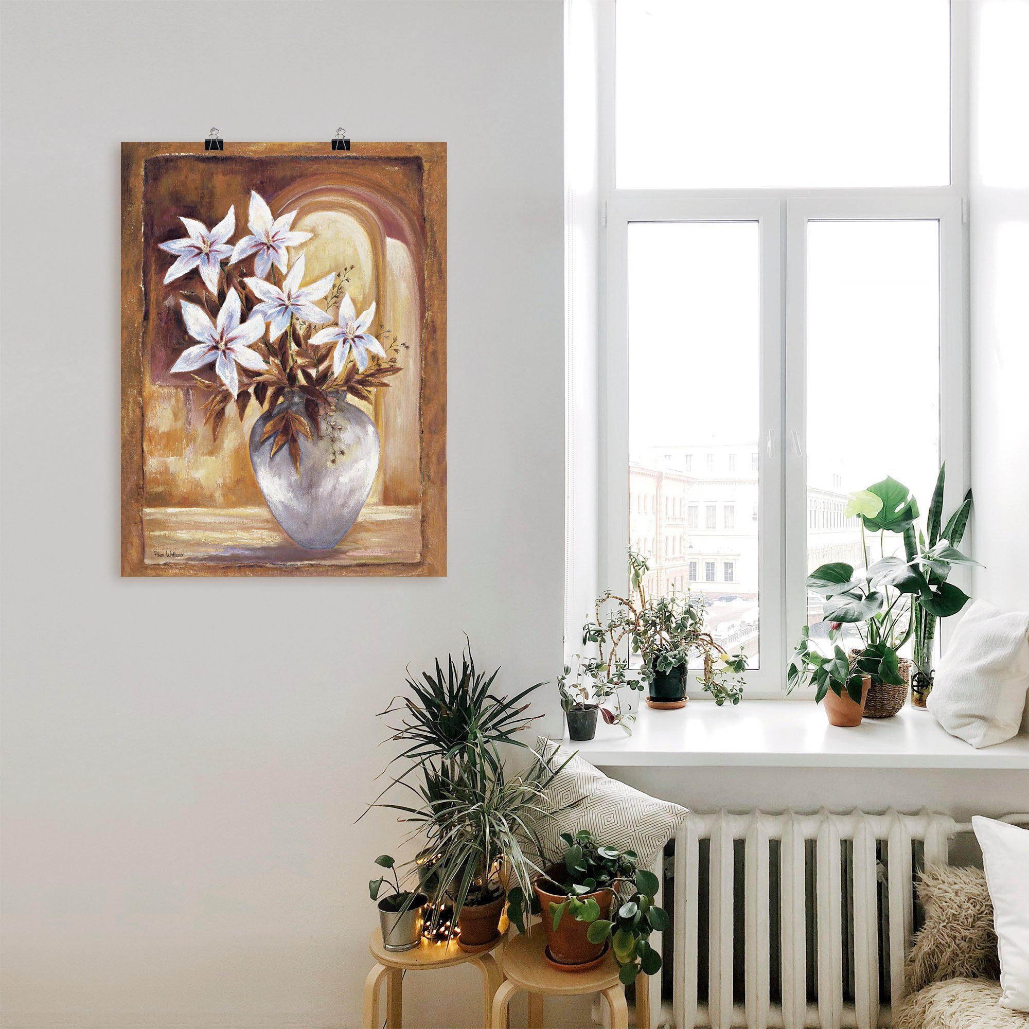 Artland Artprint Witte bloemen in vaas II als artprint op linnen, poster in verschillende formaten maten
