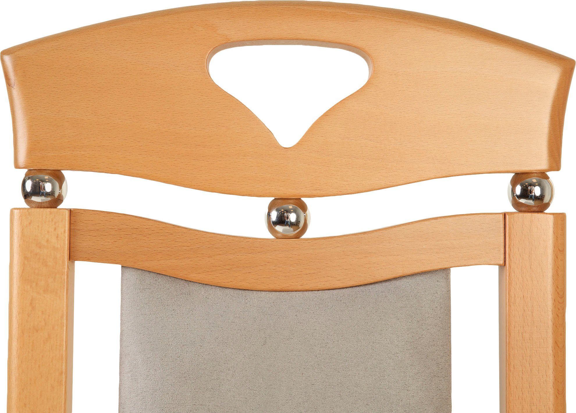 Home affaire Eetkamerstoel Berta keukenstoel Bekleding van microvezel, frame van massief beukenhout (set, 2 stuks)