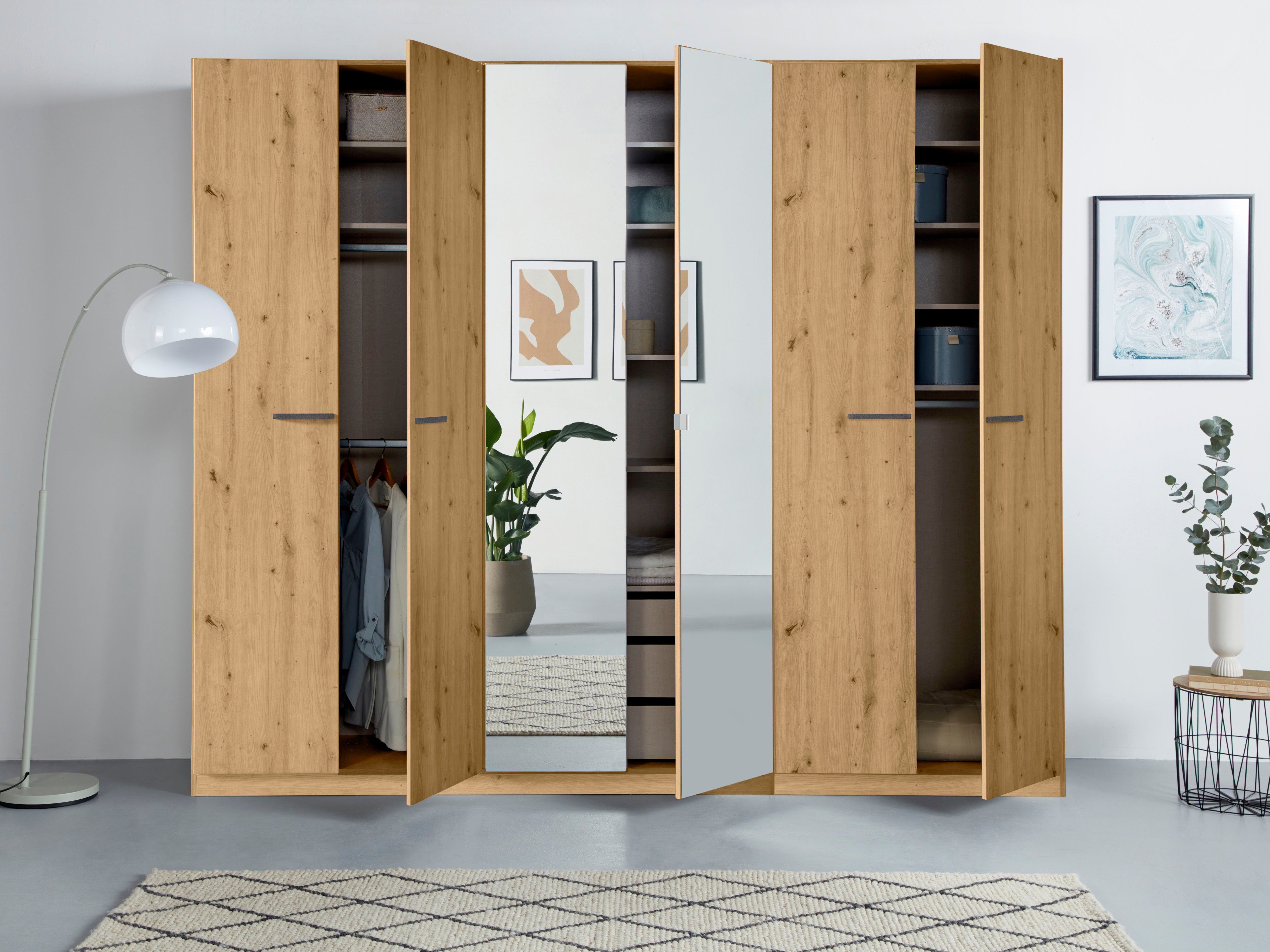 rauch Draaideurkast Kledingkast kast garderobe TOPSELLER OTELI incl. binnenindeling met 3 binnenlades extra planken optioneel met spiegel made in germany