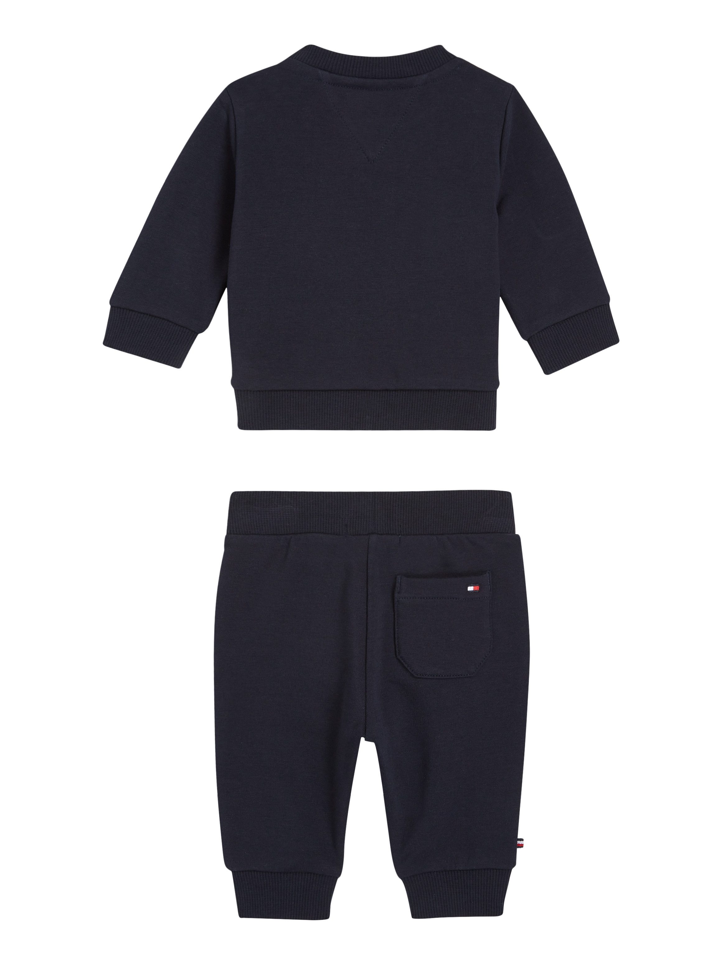 Tommy Hilfiger Shirt met lange mouwen en broek MONOTYPE OVAL 2 PIECE SET Baby tot 2 jaar, grote logoprint, print aan de halslijn (set, 2-delig, 2 stuks)