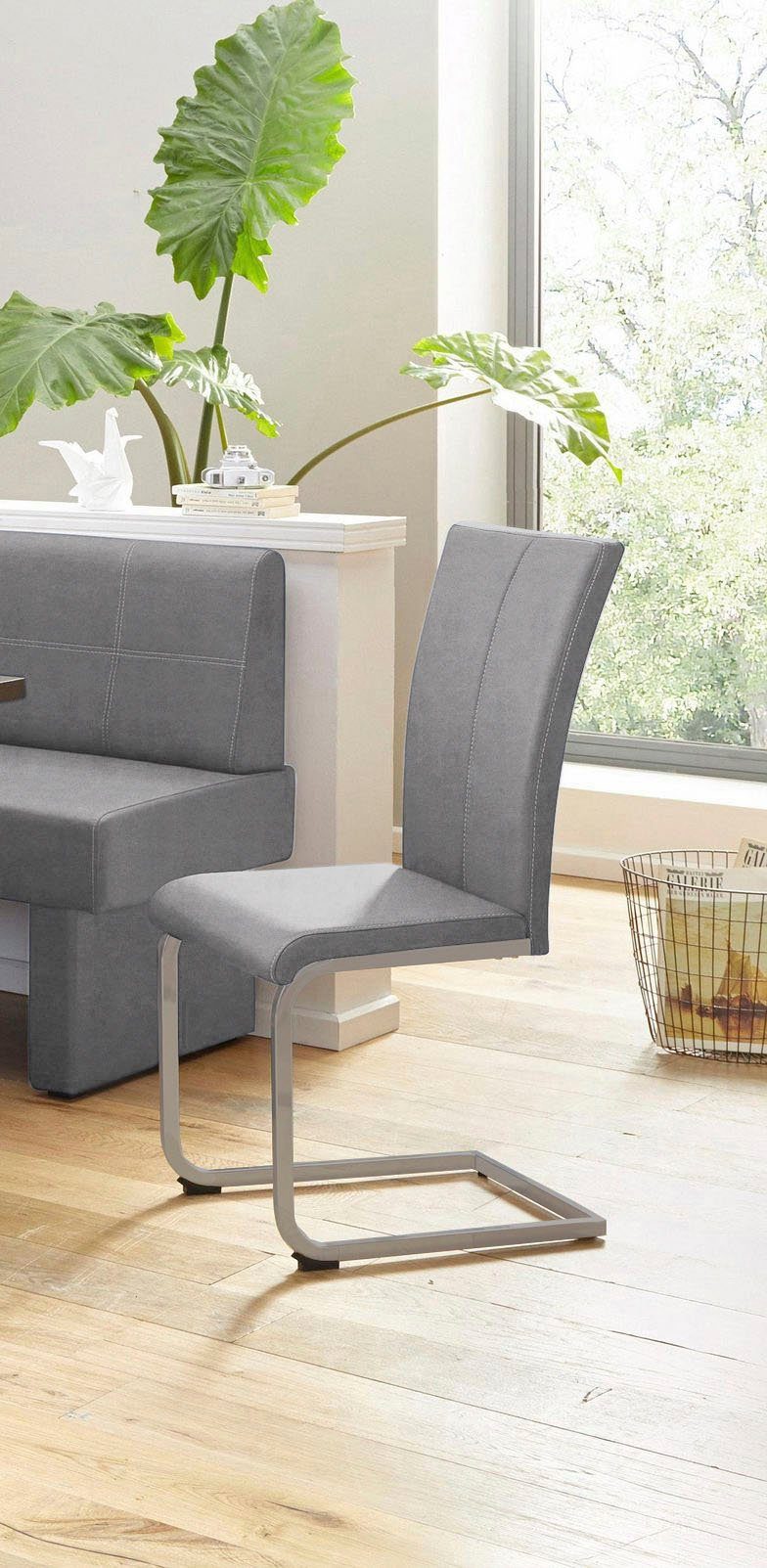 Home affaire Vrijdragende stoel Nils Stoel belastbaar tot 120 kg, frame metaal in chroom-look of zwart (set, 2 stuks)