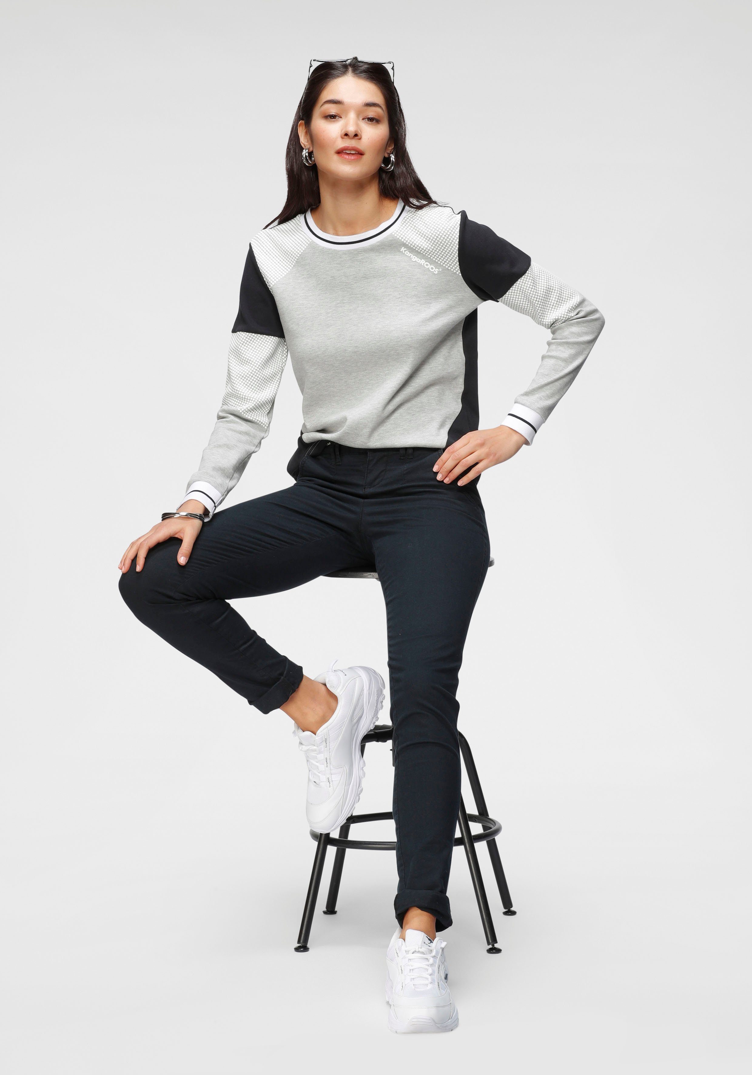 KangaROOS Sweatshirt Lange mouwen, figuurvolgende pasvorm, colourblocking, van katoen