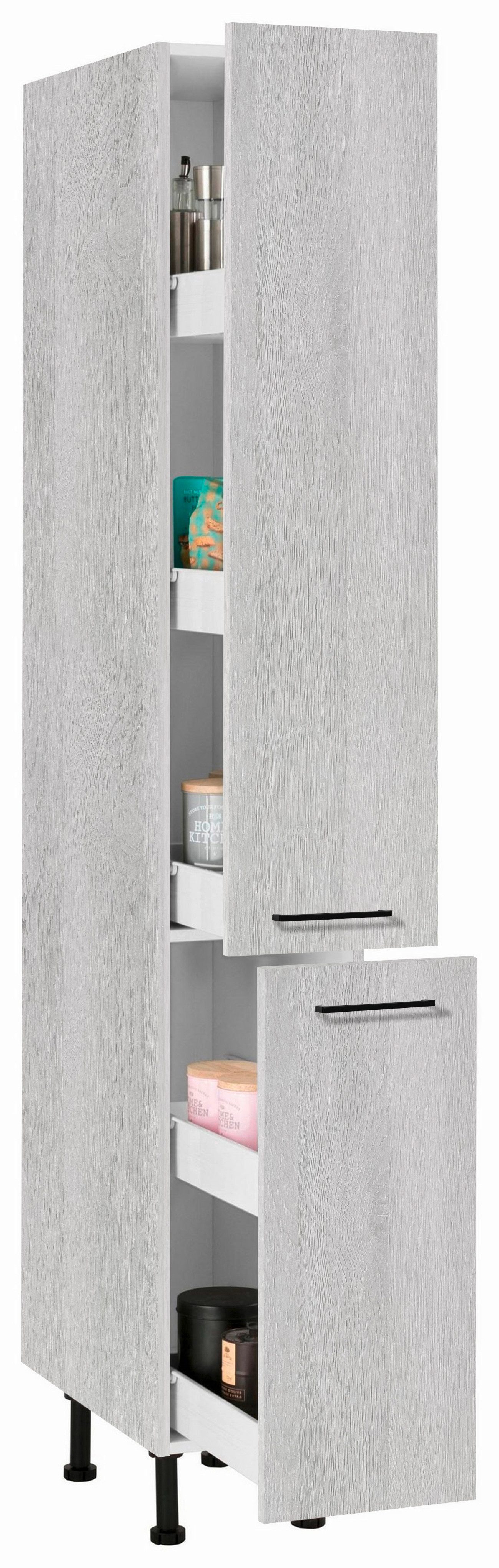 wiho Küchen Apothekerskast Nisos 30 cm breed, soft-close in lades, verstelbare voeten, zonder blad