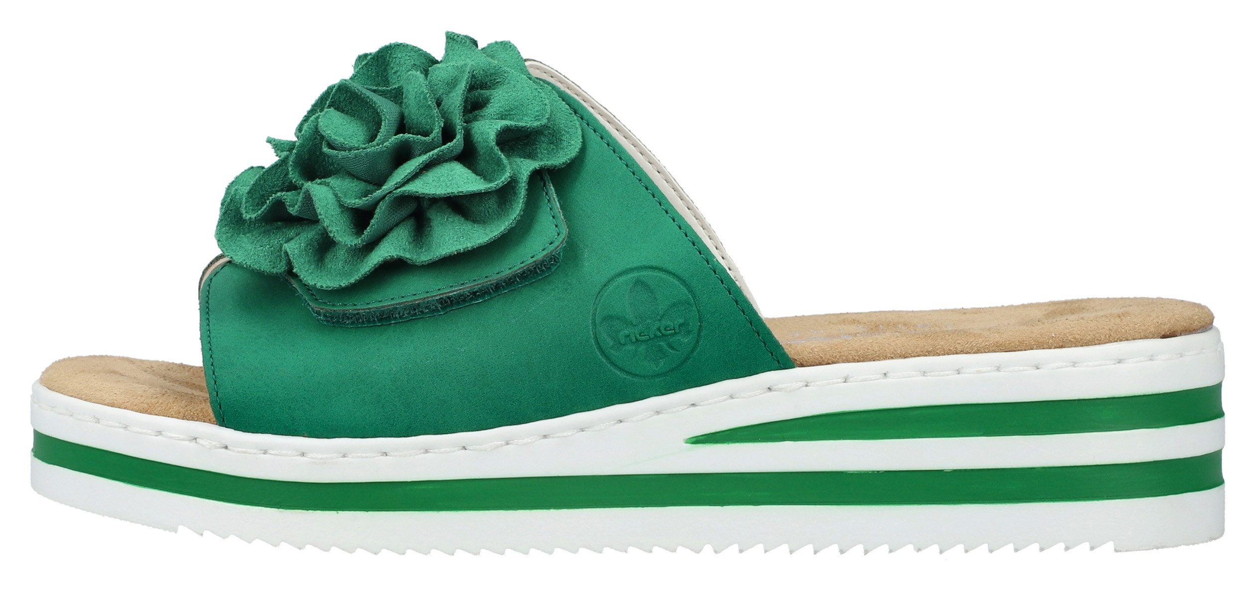 Rieker Slippers , zomerschoen, poolslide, strandschoen, sleehak, met klittenbandsluiting