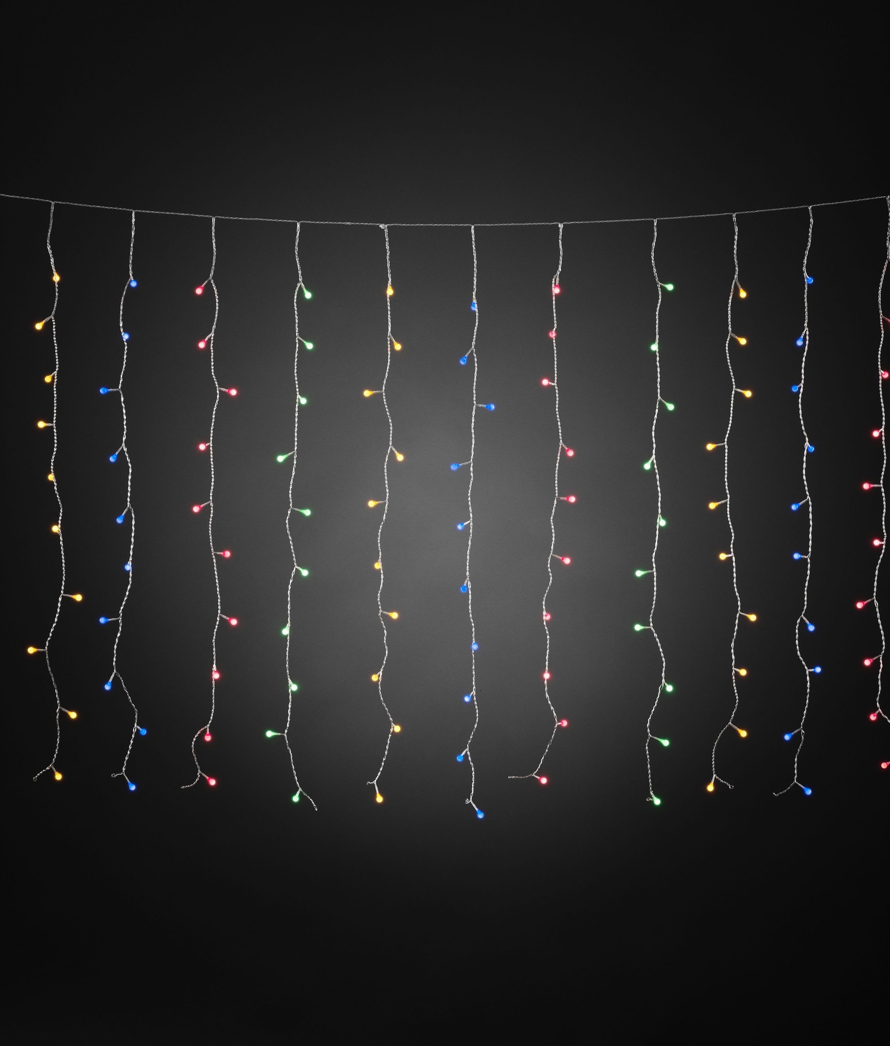 KONSTSMIDE Led-lichtgordijn Kerstversiering buiten Led lichtgordijn, met kleurrijke Globes, 200 gekleurde dioden (1 stuk)