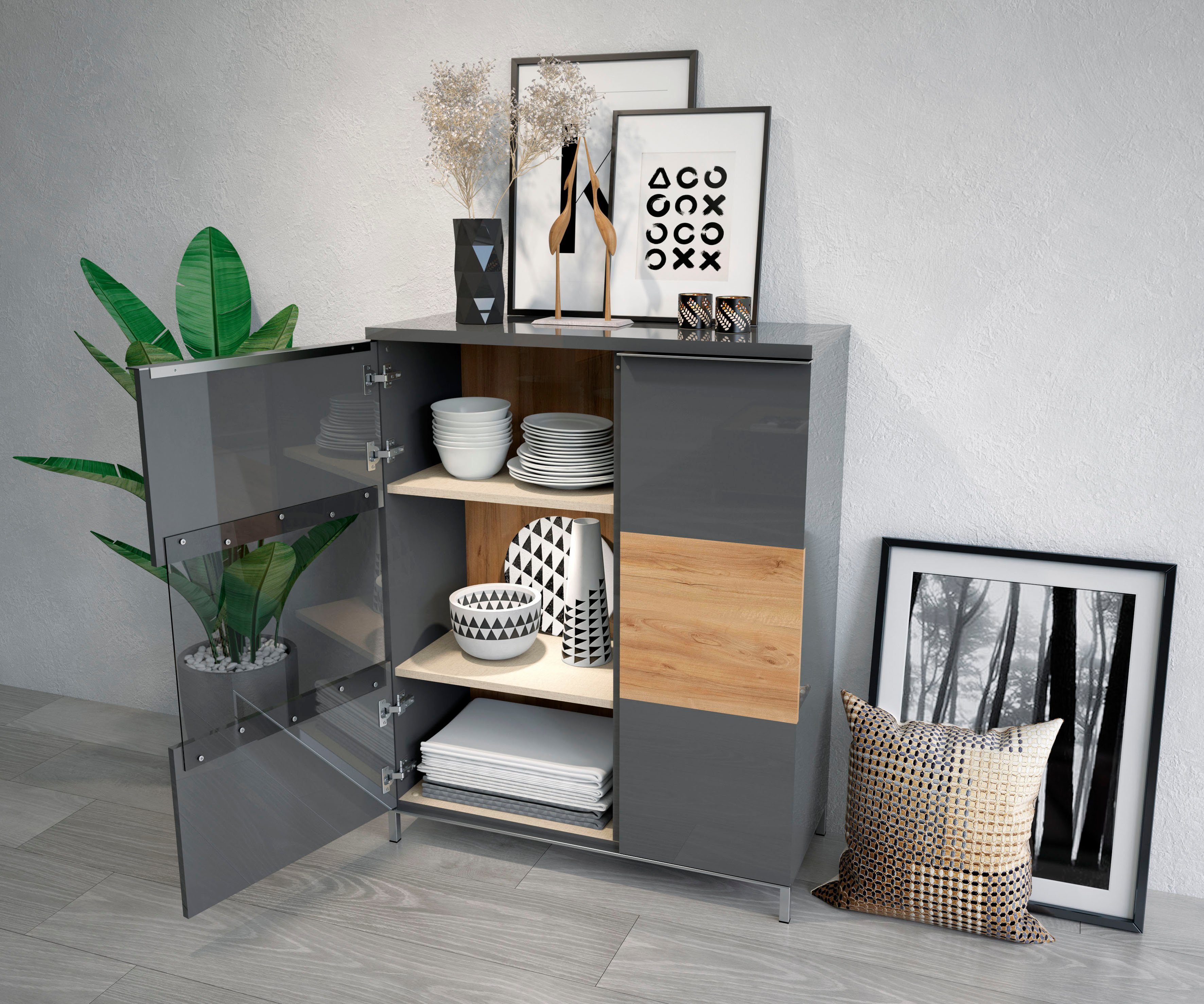 Places of Style Vitrinekast Onyx met soft close functie