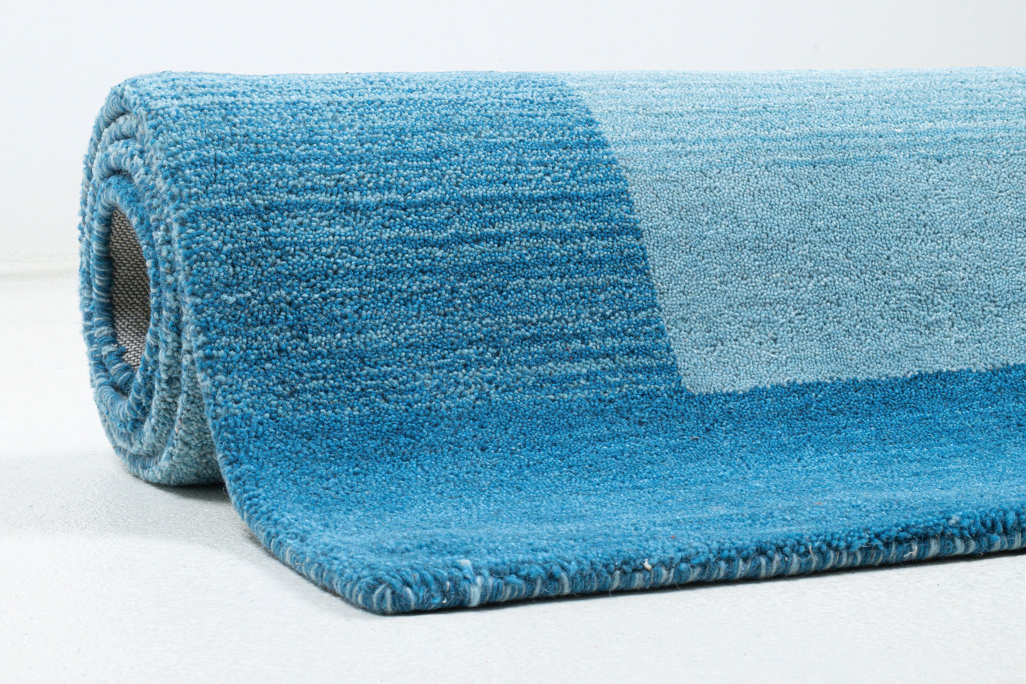 THEKO Wollen kleed Gabbeh super, Handgeweven vloerkleed, randdessin, zuivere wol, met de hand geweven