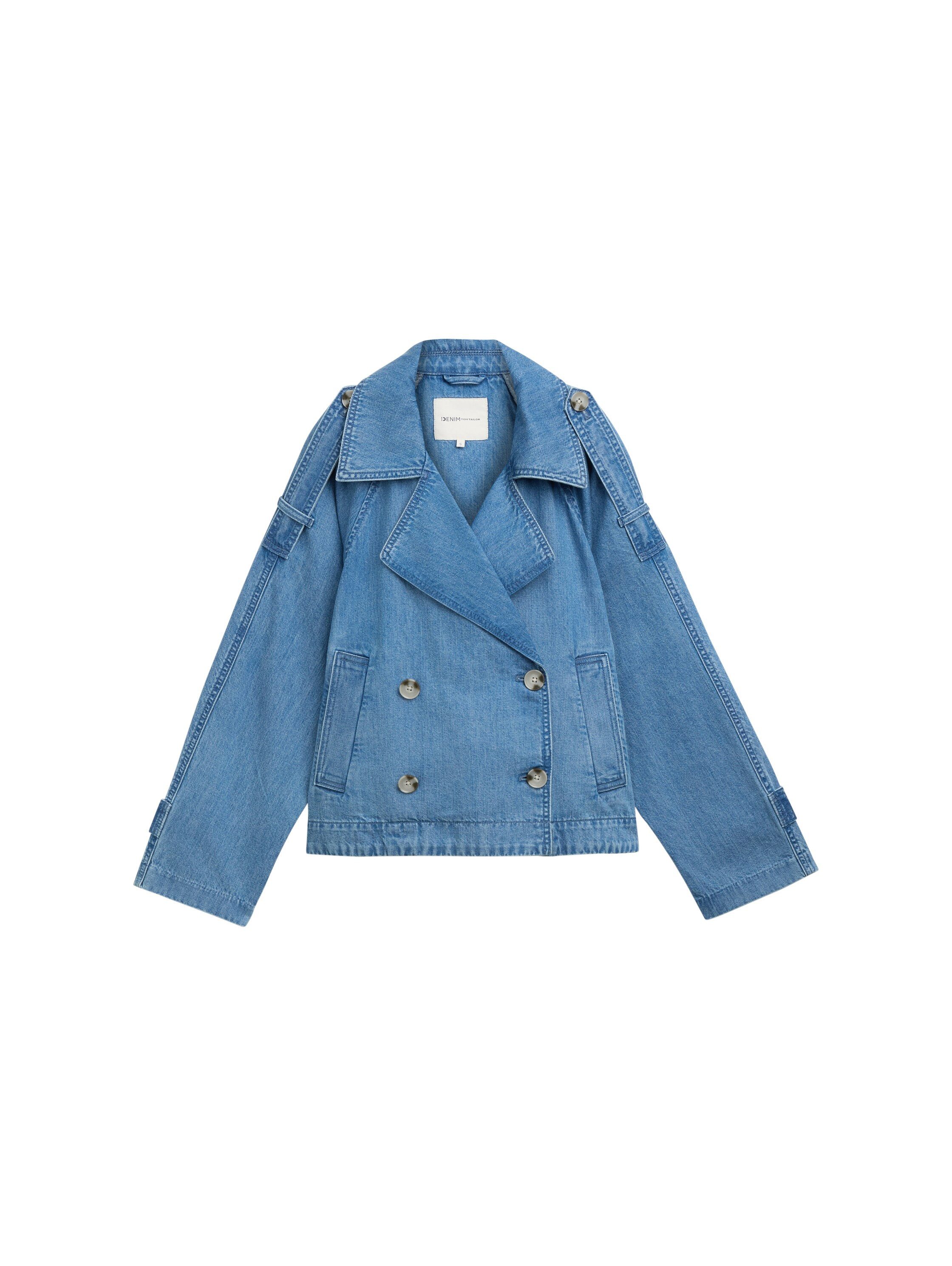 Tom Tailor Denim Jeansjack met verstelbare riemen op mouwen zoom en schouder