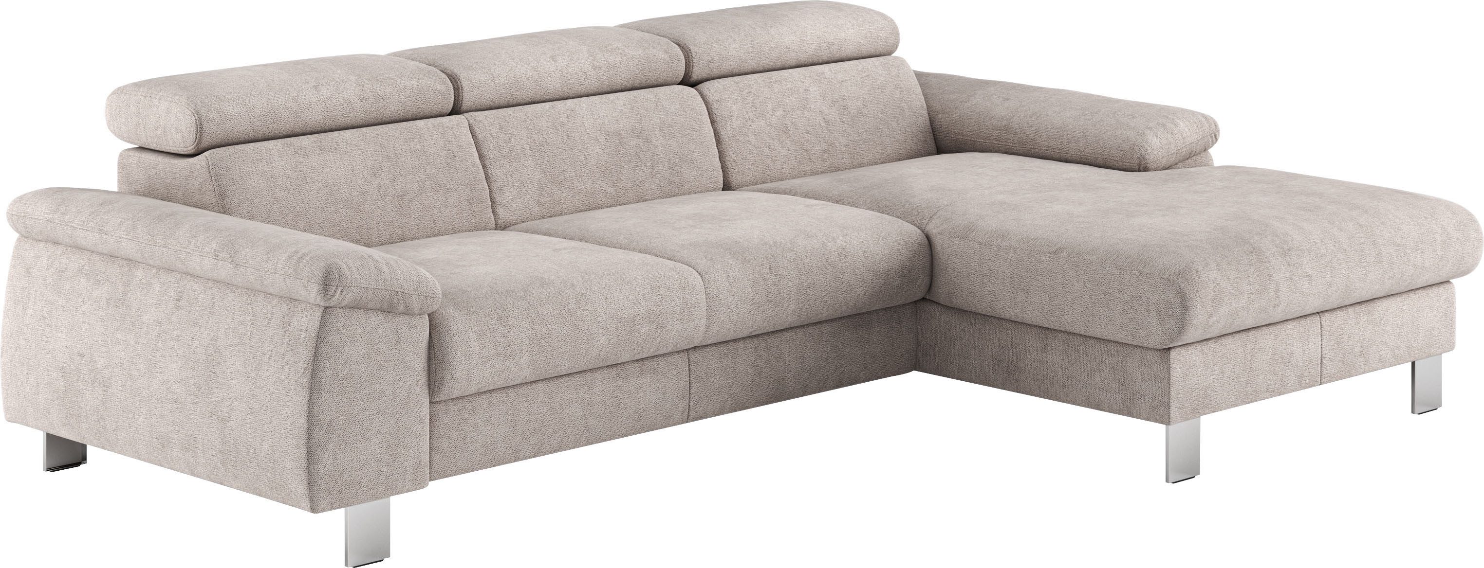 COTTA Hoekbank Komaris L-vorm met hoofdeindeverstelling keuze met bedfunctie, bedlade & verlichting