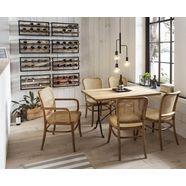 sit eetkamerstoel met weens vlechtwerk, klassieke bistrostoel, houten stoel beige