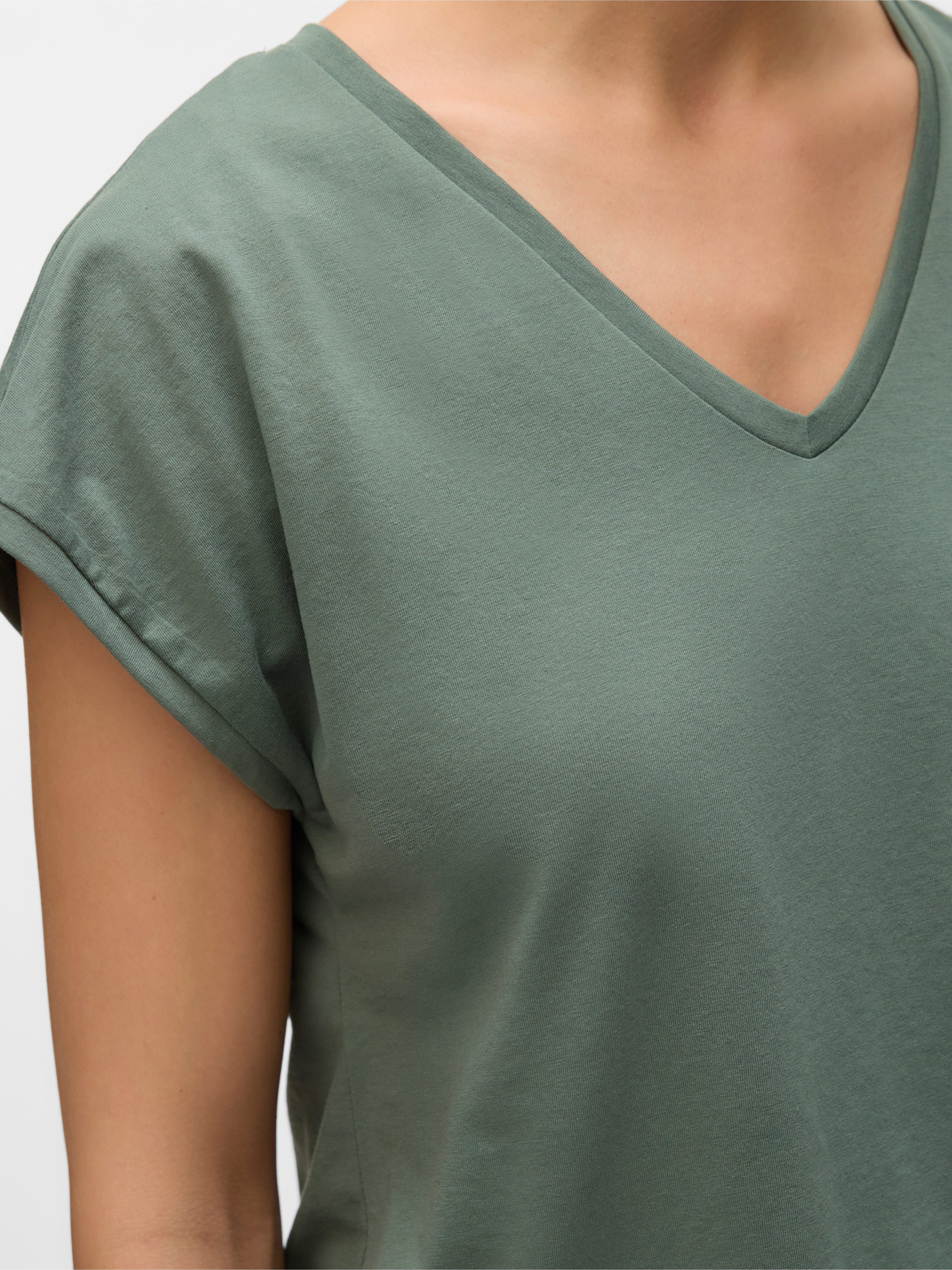 Vero Moda Shirt met korte mouwen VMLUNA SS V-NECK TEE JRS NOOS