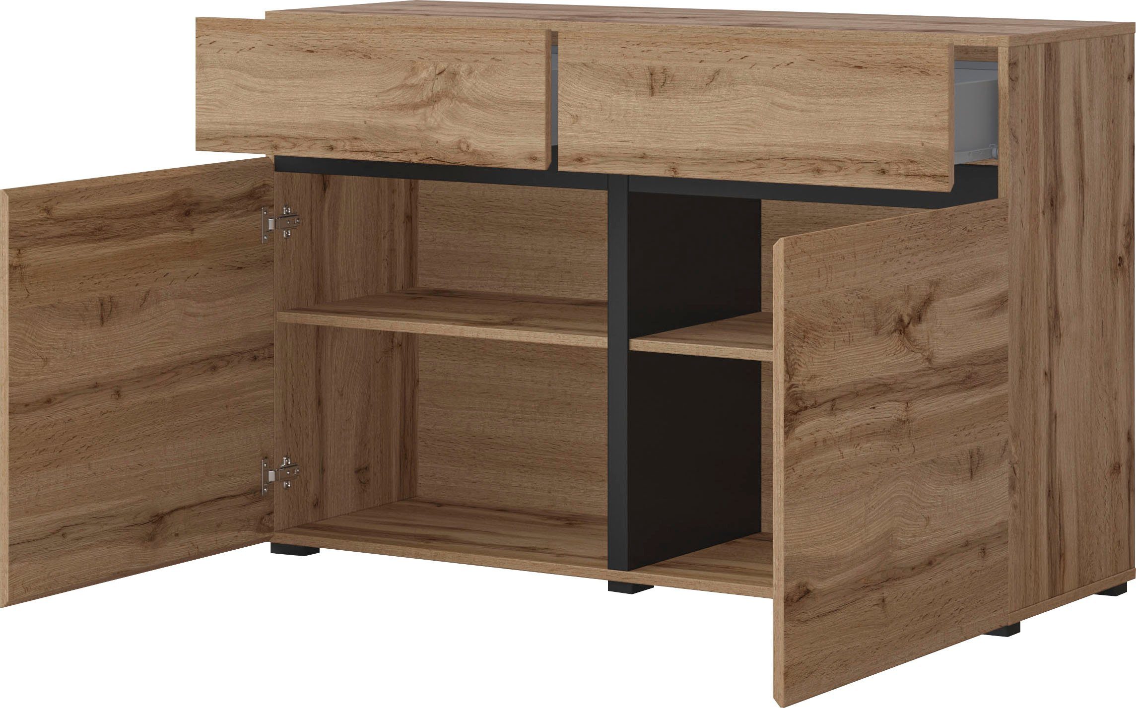 INOSIGN Dressoir Cross,breedte 119,5 cm, moderne greeploze kast,2 deuren/2 laden