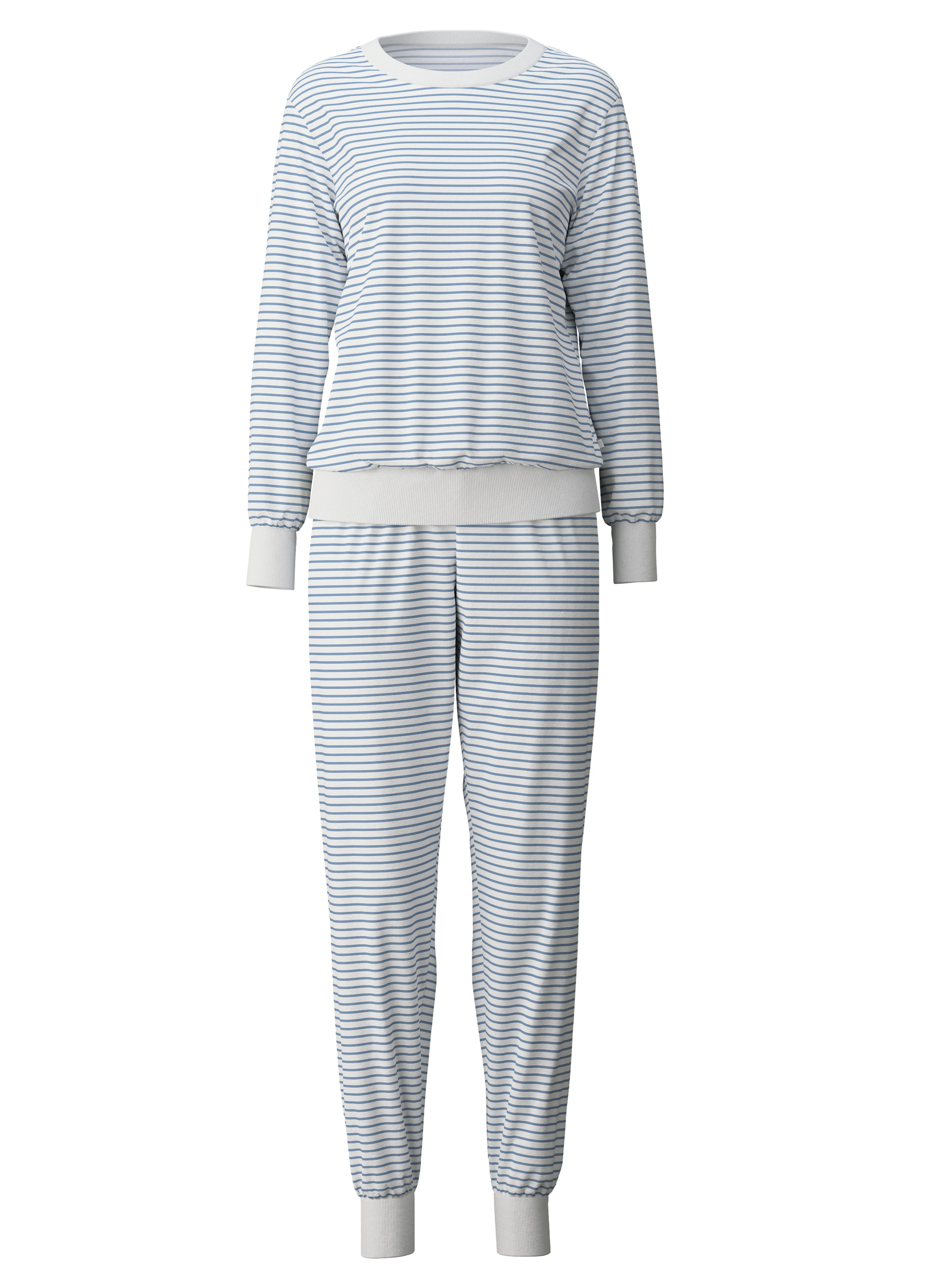 CALIDA Pyjama Cotton Stripes met zachte ribboorden aan de uiteinden (2-delig)