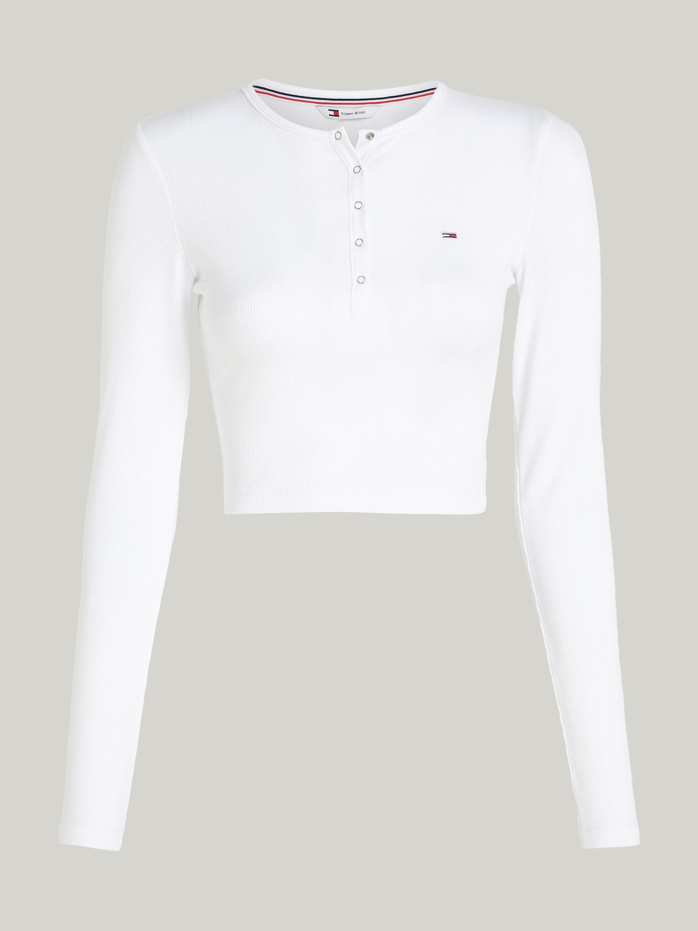 TOMMY JEANS Shirt met lange mouwen TJW CRP HENLEY TOP LS in modieuze cropped vorm