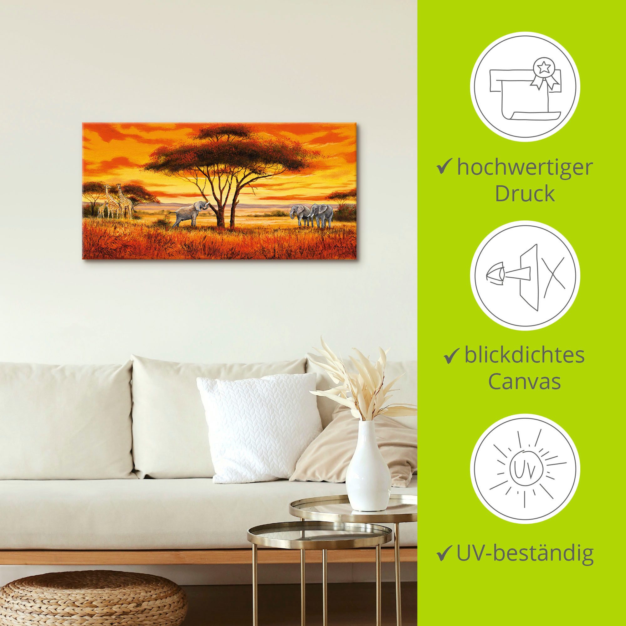 Artland Artprint Afrikaans landschap II als artprint van aluminium, artprint op linnen, muursticker, verschillende maten