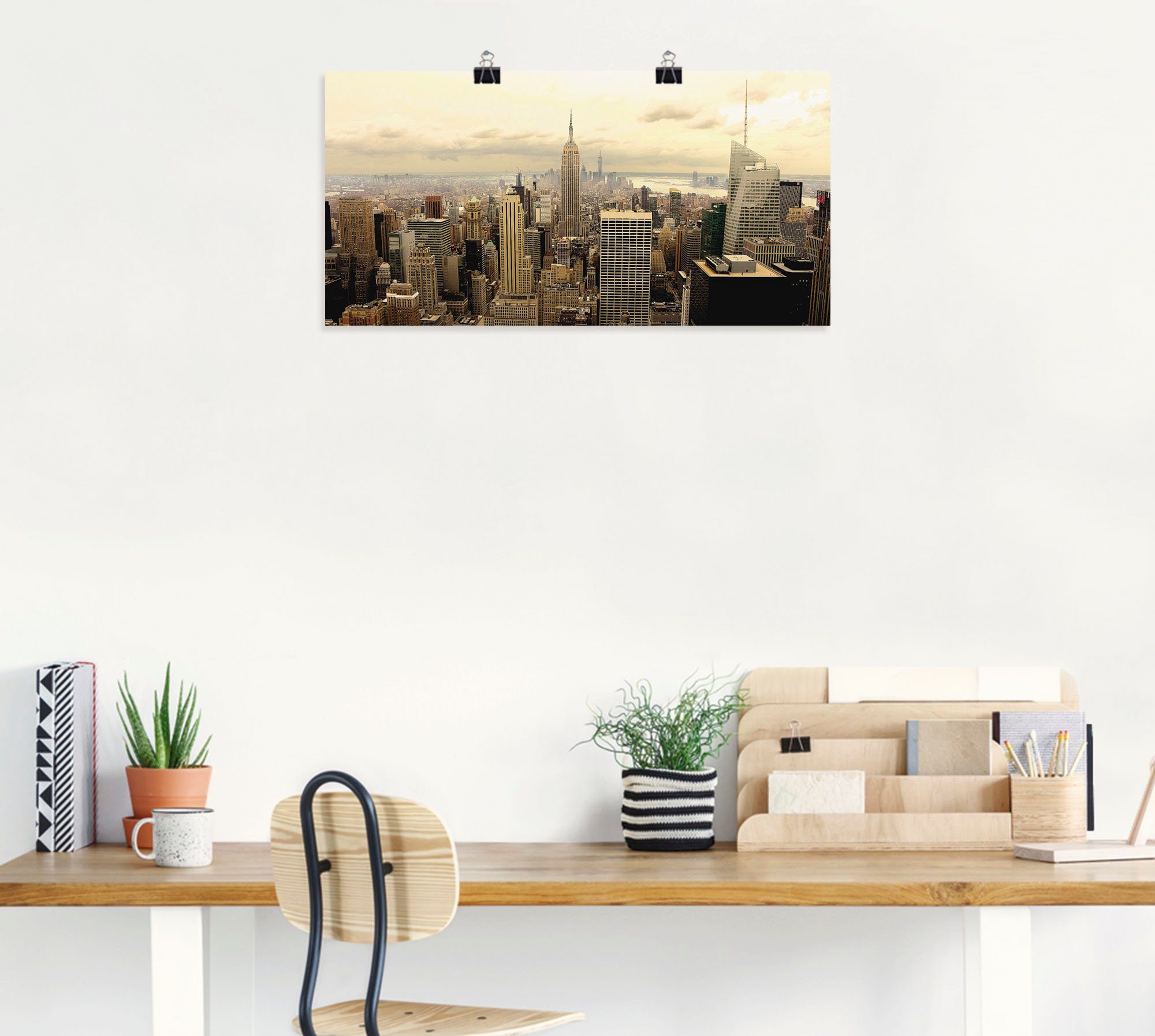 Artland Artprint Skyline Manhattan - New York als artprint van aluminium, artprint voor buiten, artprint op linnen, poster, muursticker