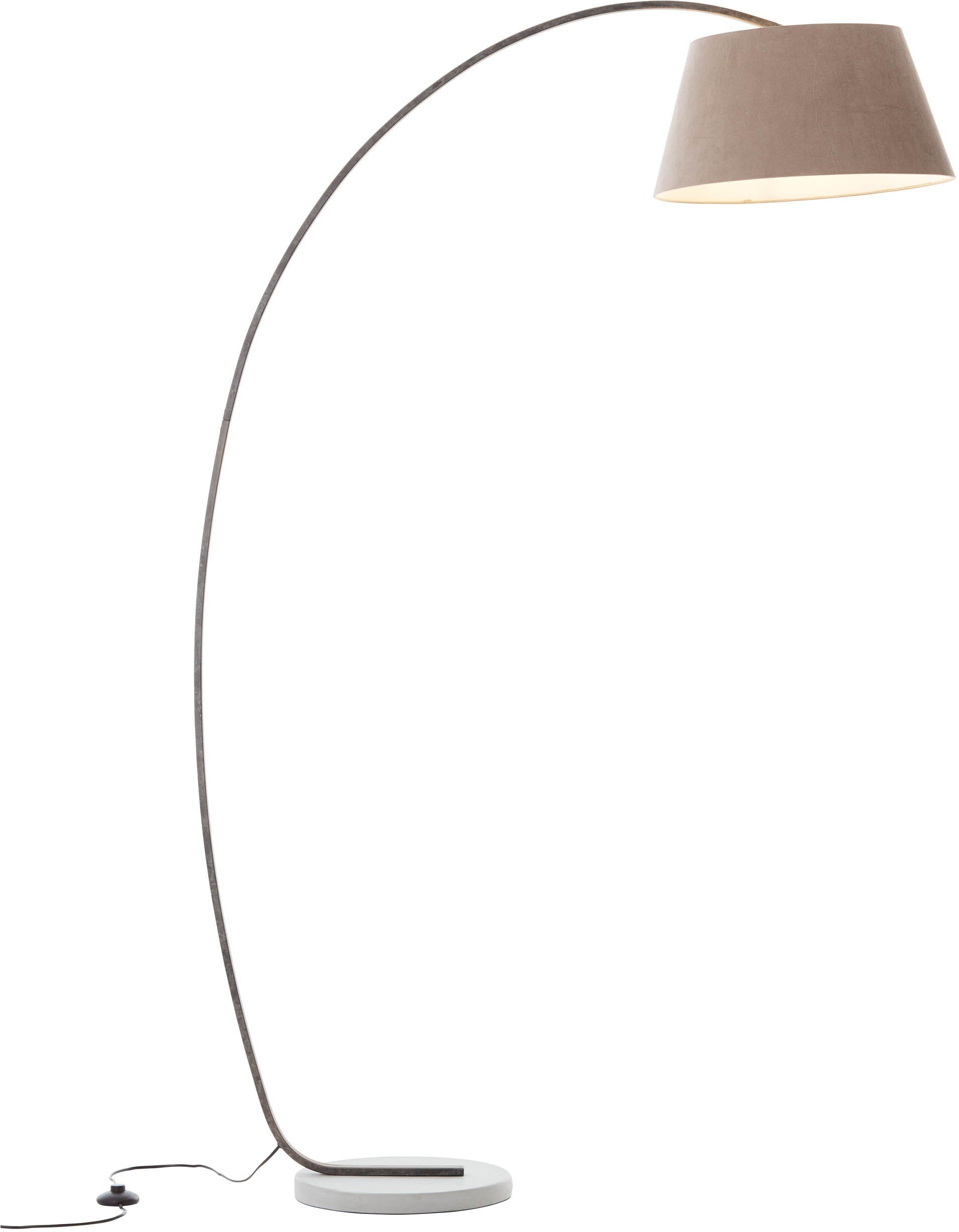 Brilliant Leuchten Booglamp Brok 196 cm hoogte, 121 cm uitsteek, e27, draaibaar, beton/metaal/textiel, taupe (1 stuk)