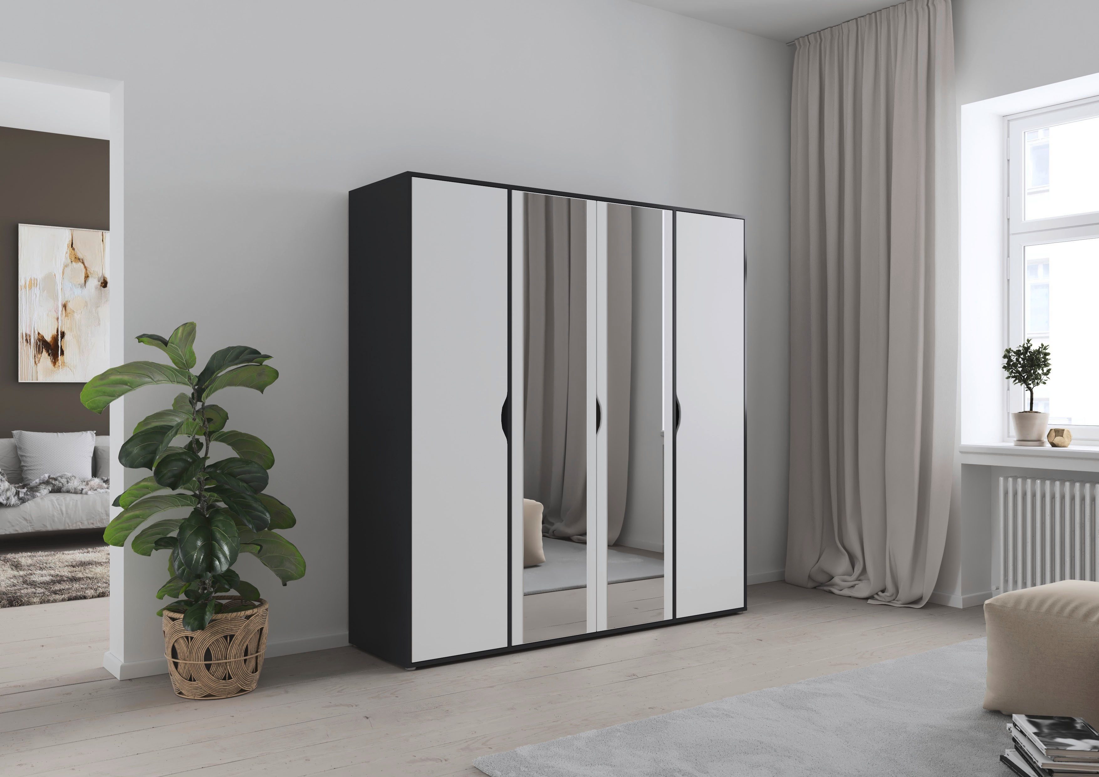 rauch Draaideurkast Kledingkast Kast Garderobe Wasmand NARAI met Spiegel Greefaansluitingen voor een greeploze look TOPSELLER MADE IN GERMANY