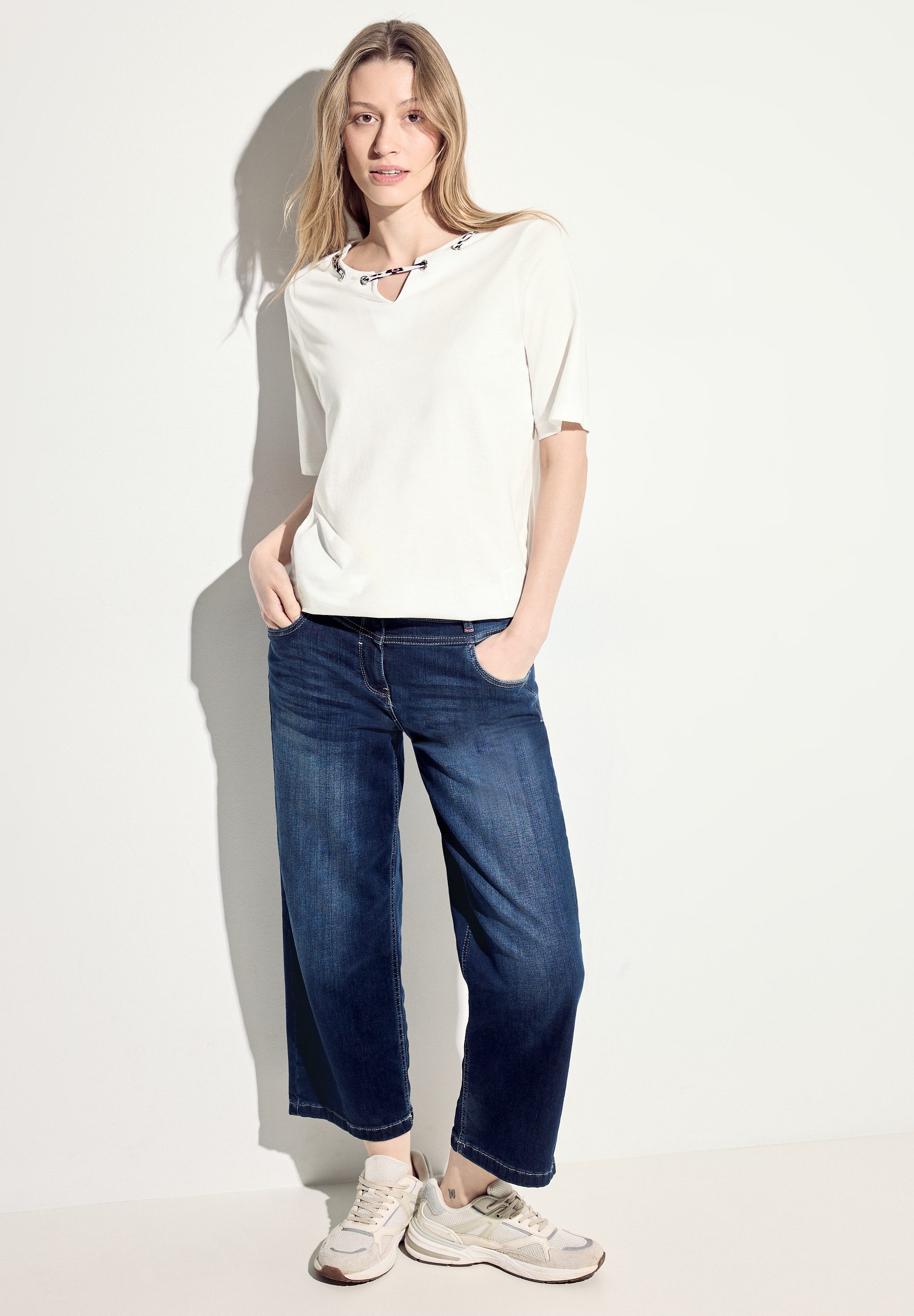Cecil T-shirt met kleurrijke stringdetail