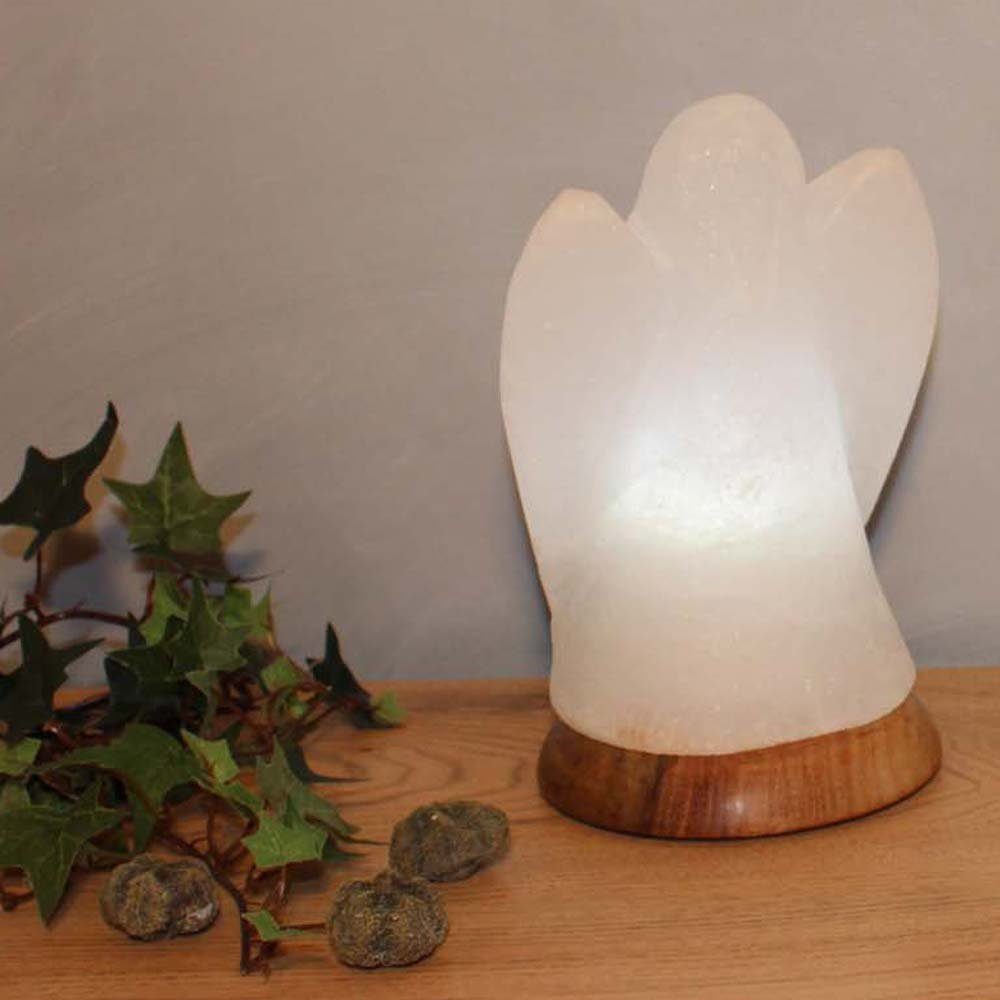 HIMALAYA SALT DREAMS Zoutkristal-tafellamp Engel Met de hand gemaakt van zoutkristal - iedere steen uniek, H: ca.19 cm (1 stuk)