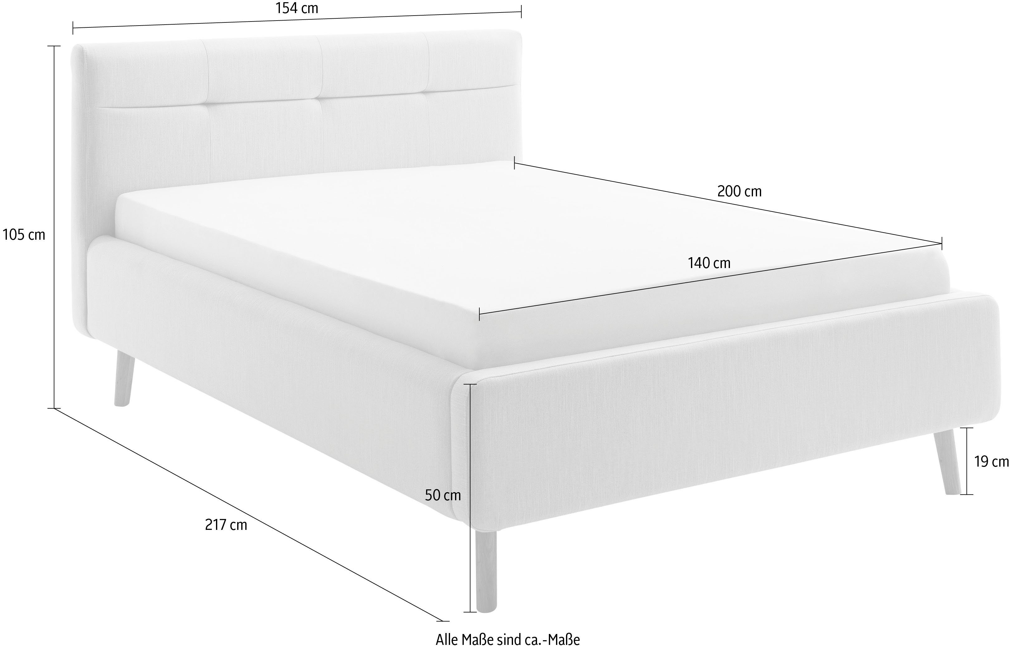 meise.möbel Gestoffeerd bed Lotte met lattenbodem en bedkist