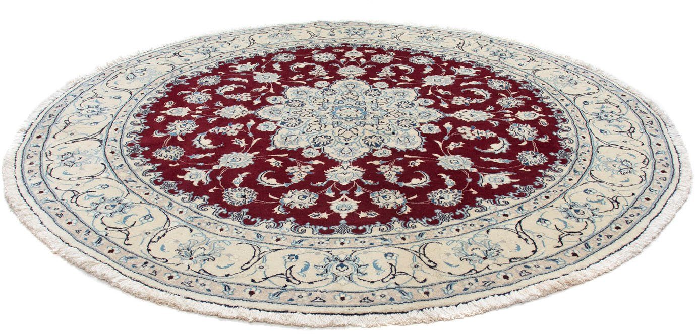 morgenland Wollen kleed Nain medaillon rosso scuro 300x300 cm Uniek exemplaar met certificaat