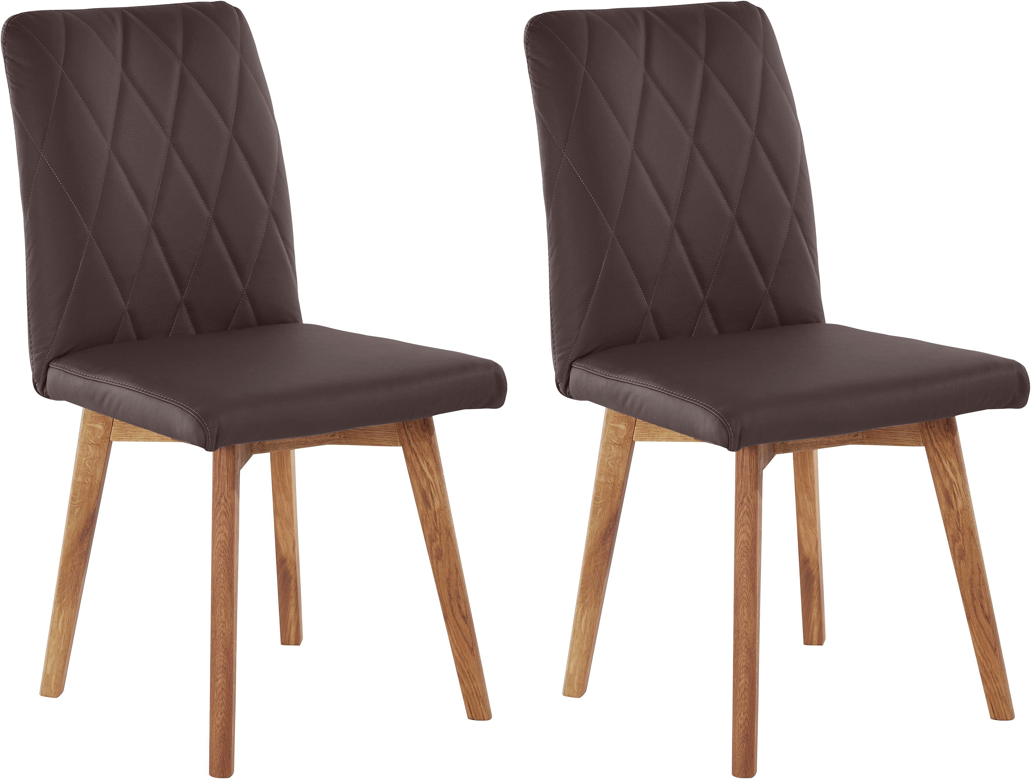 Home affaire Eetkamerstoel Brest Frame van eiken massief hout geolied (2 stuks)