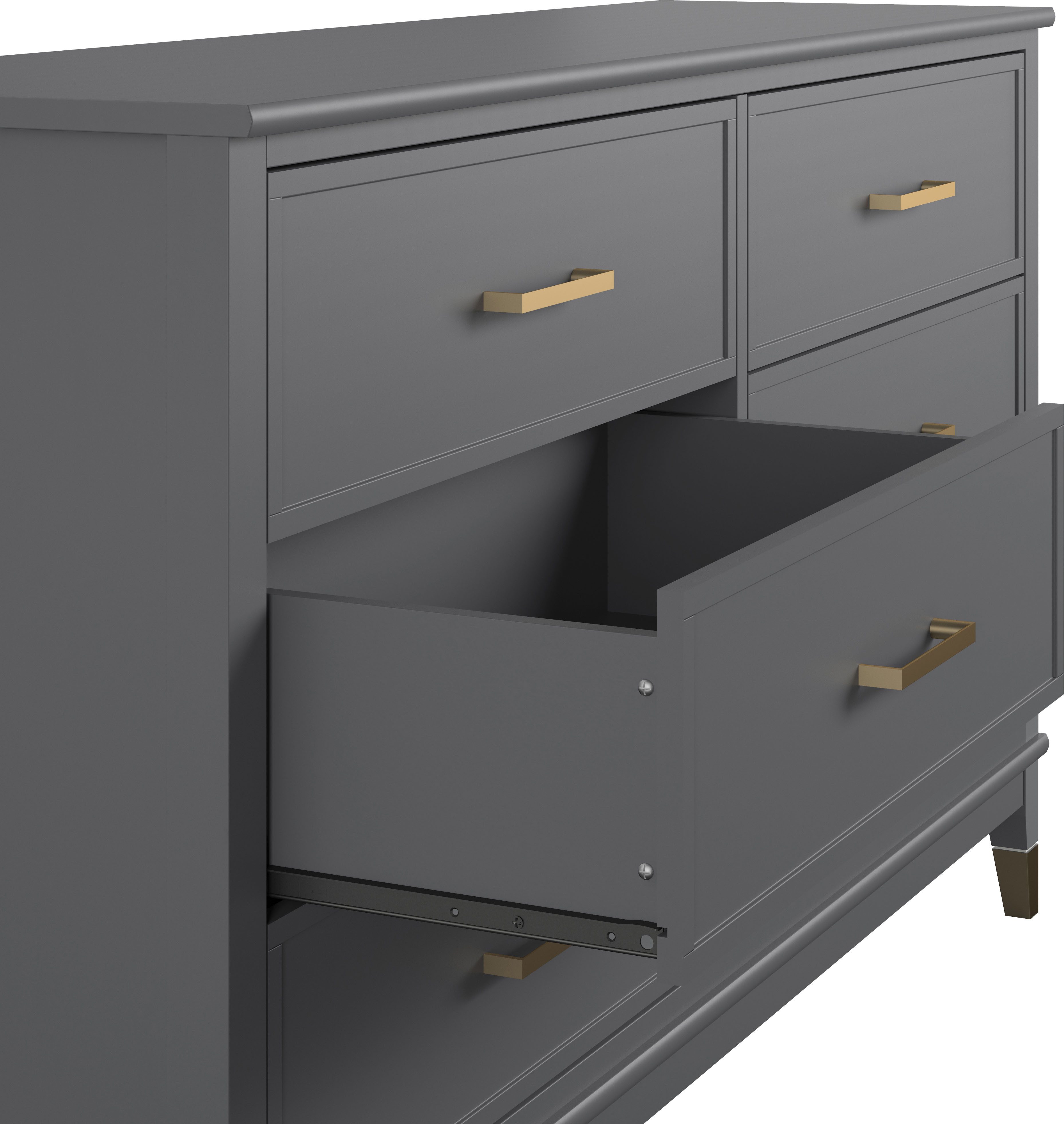 CosmoLiving by Cosmopolitan Kast Westerleigh met 6 laden, mdf, poten van massief hout, hoogte 85 cm, breedte 145 cm