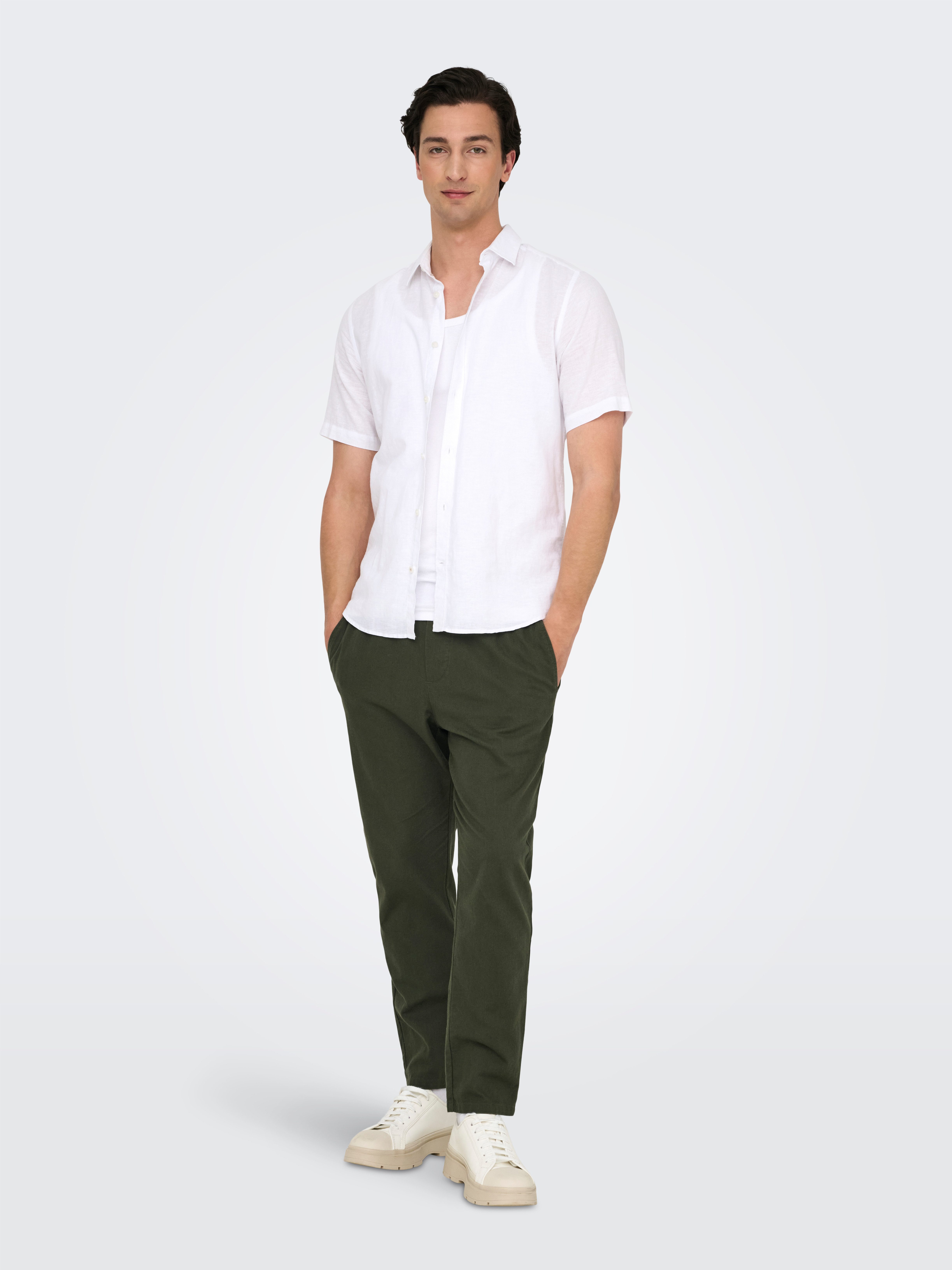 ONLY & SONS Stoffen broek ONSLINUS CROP 0007 COT LIN PNT NOOS