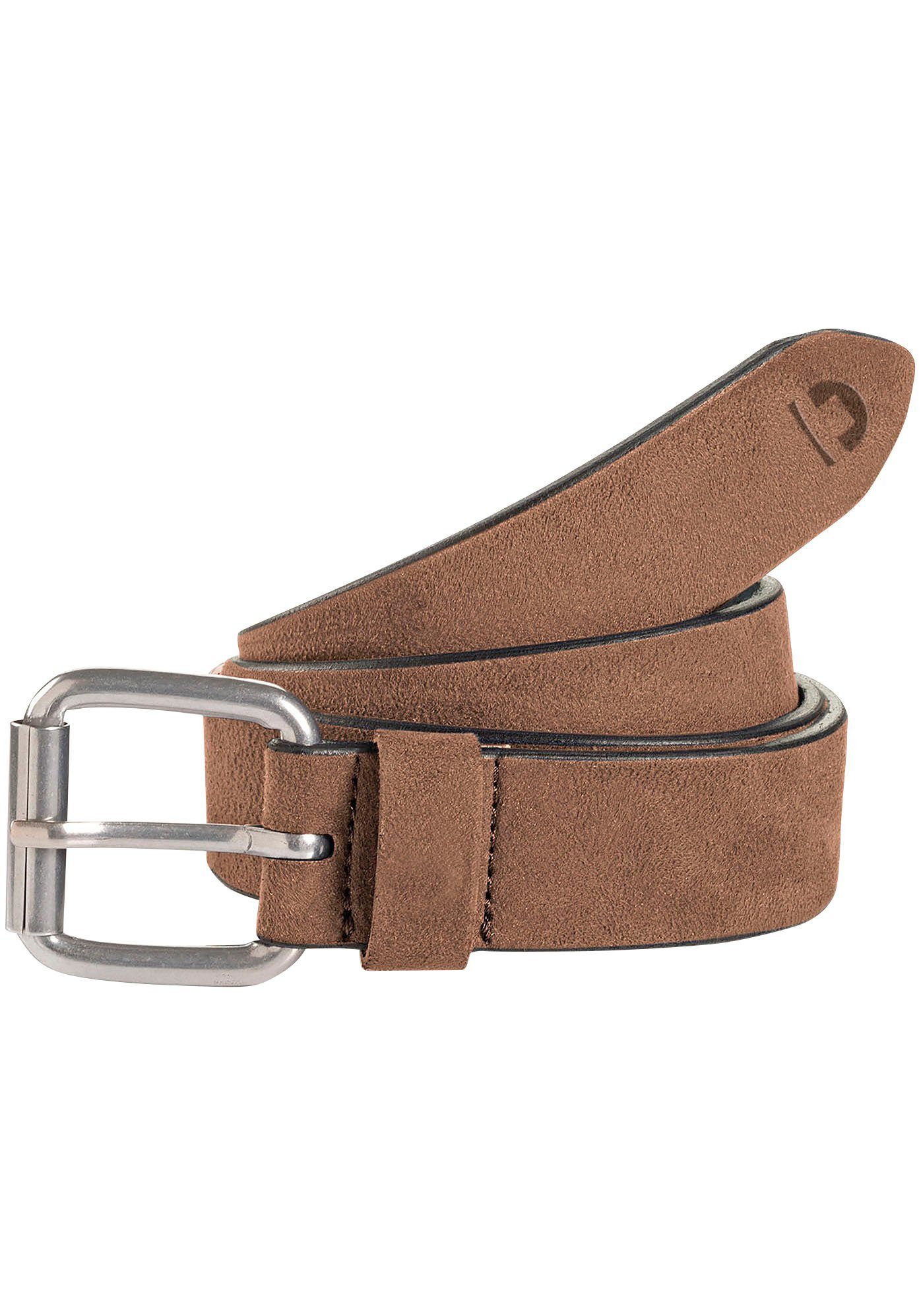Tom Tailor Leren riem TTDDOLLY 3 cm brede damesriem, veloursleder-optiek, denim-look dames brede riemen maat 75 bruin