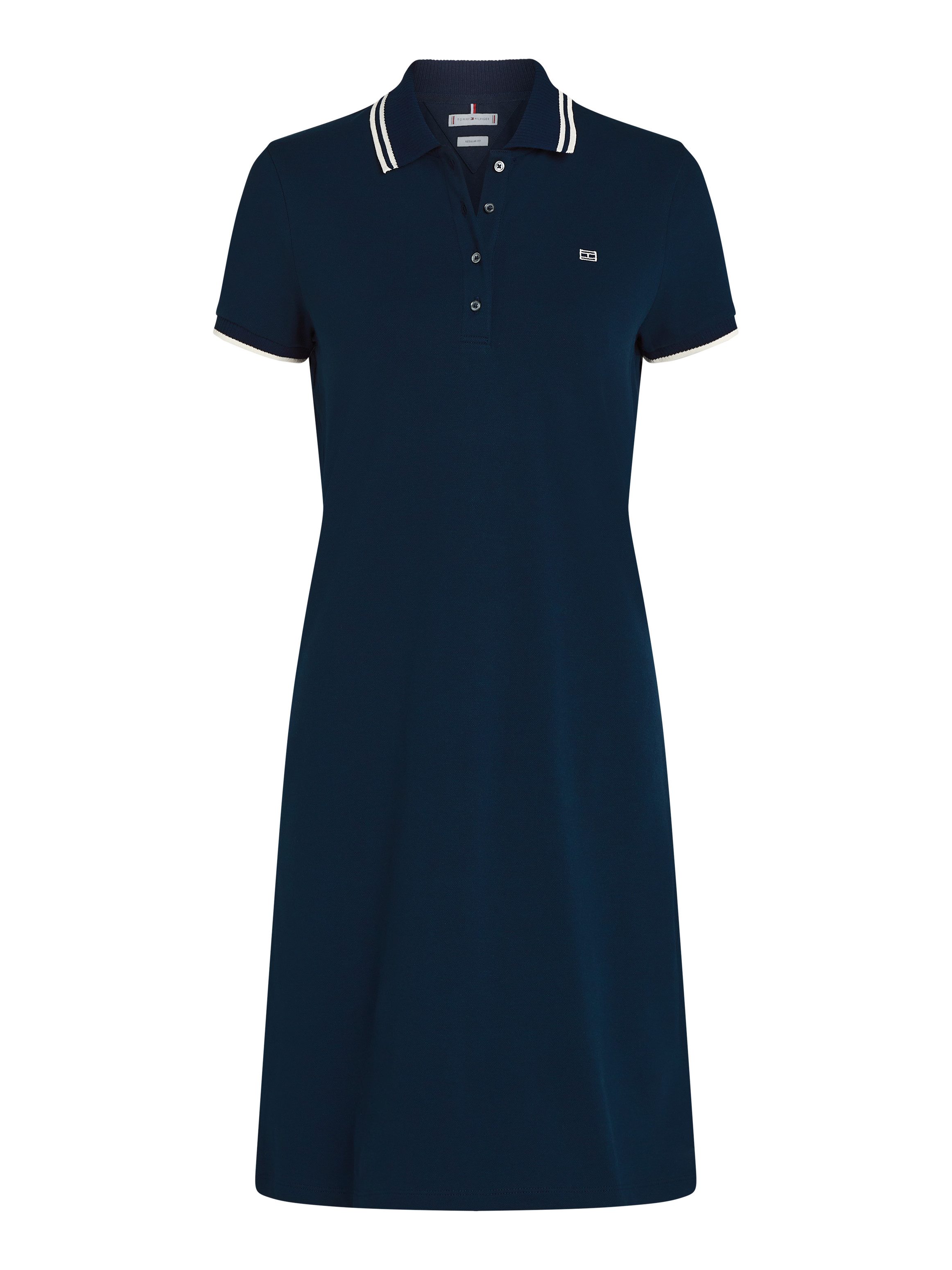 Tommy Hilfiger Polojurk SPORTY FEMININE REG POLO DRESS met contraststrepen, logo borduring