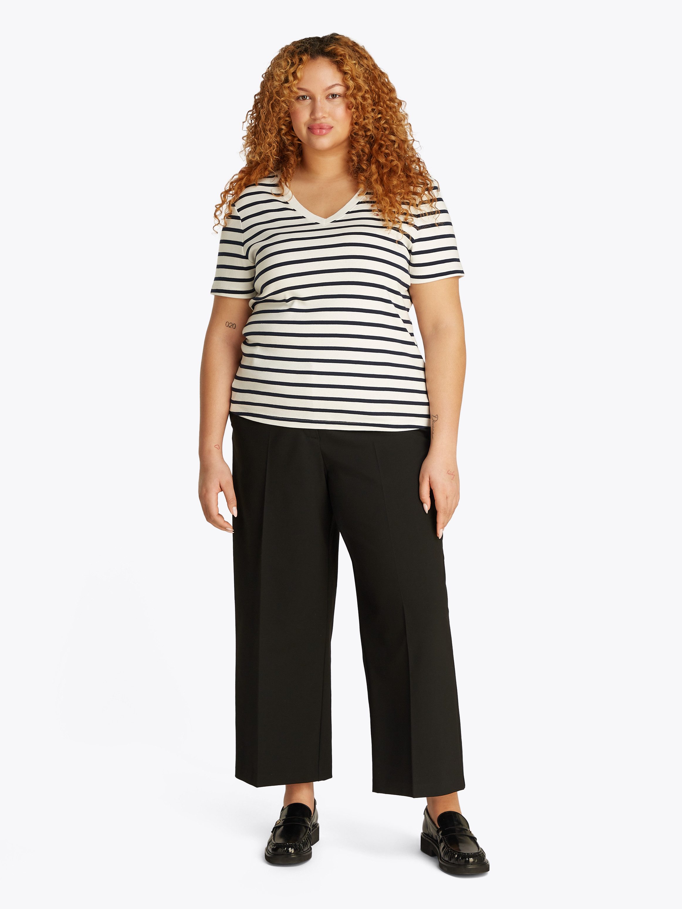 Tommy Hilfiger Curve Culotte CRV LW BI-STRETCH WIDE CROP PNT in grote maten, cropped, logoborduursel