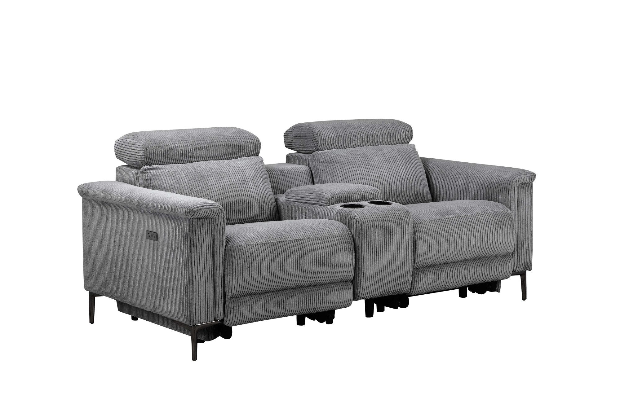 Places of Style 2-zitsbank Lund in cord, 2-zits bioscoopbank, tv-fauteuil, multimedia-sofa, USB-A met elektrische of handmatige relaxfunctie, bekerhouder en opbergruimte