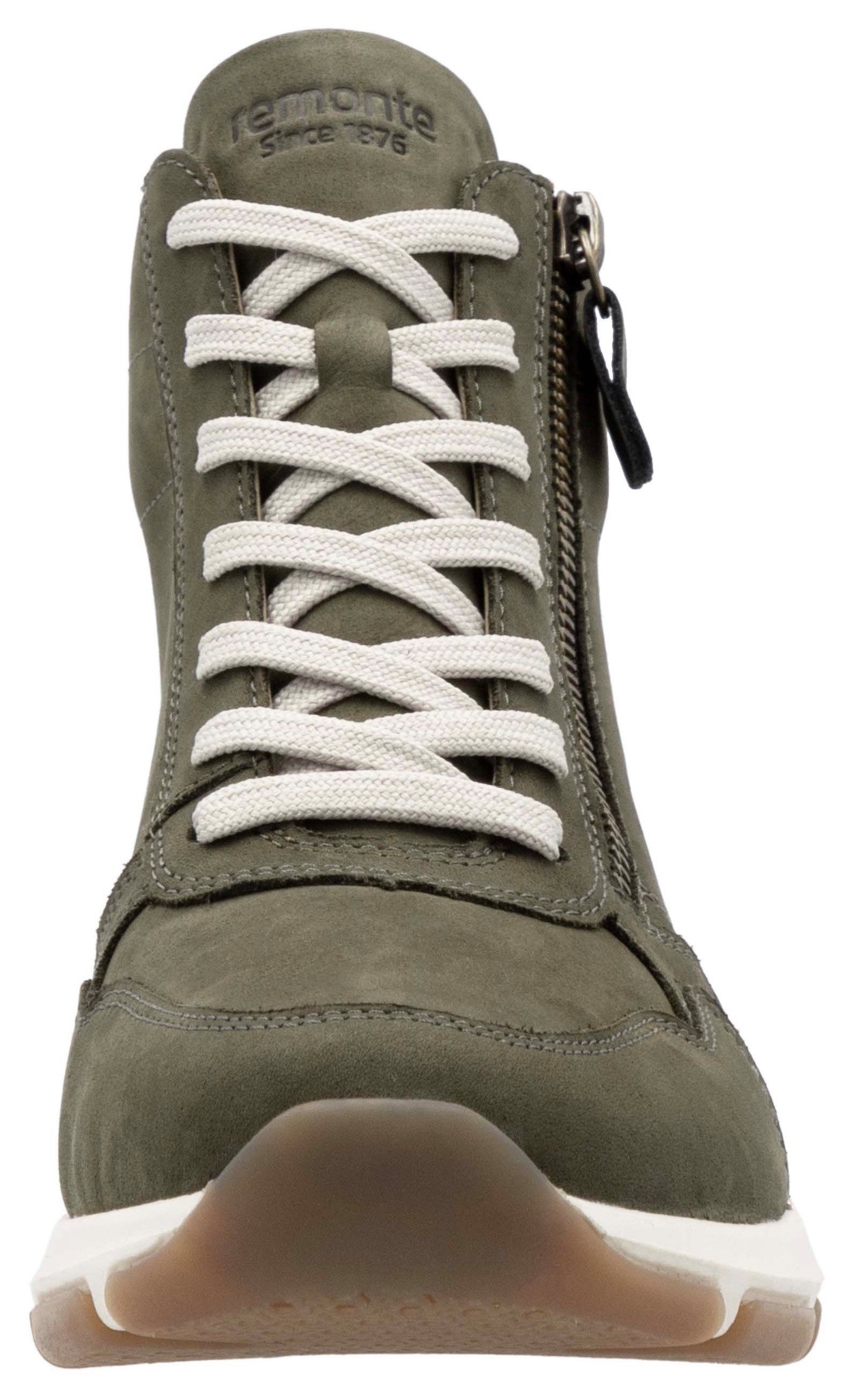 Remonte Sneakers met sleehak high-top sneaker, veterschoen, vrijetijdsschoen met buitenrits